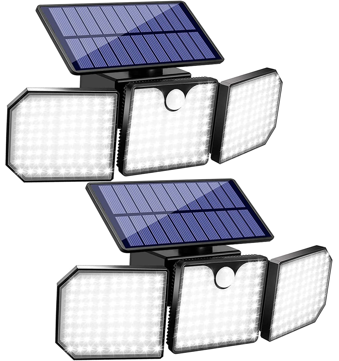 Aigleya 230 LED Solar Outdoor Lights - 2200LM Motion Sensor Security Light, IP65 Waterproof 3-Head Flood Wall Light with 270° Wide Angle for Garage, Yard, Porch, Pathway & Garden Lighting | Solar Powered & Energy Efficient