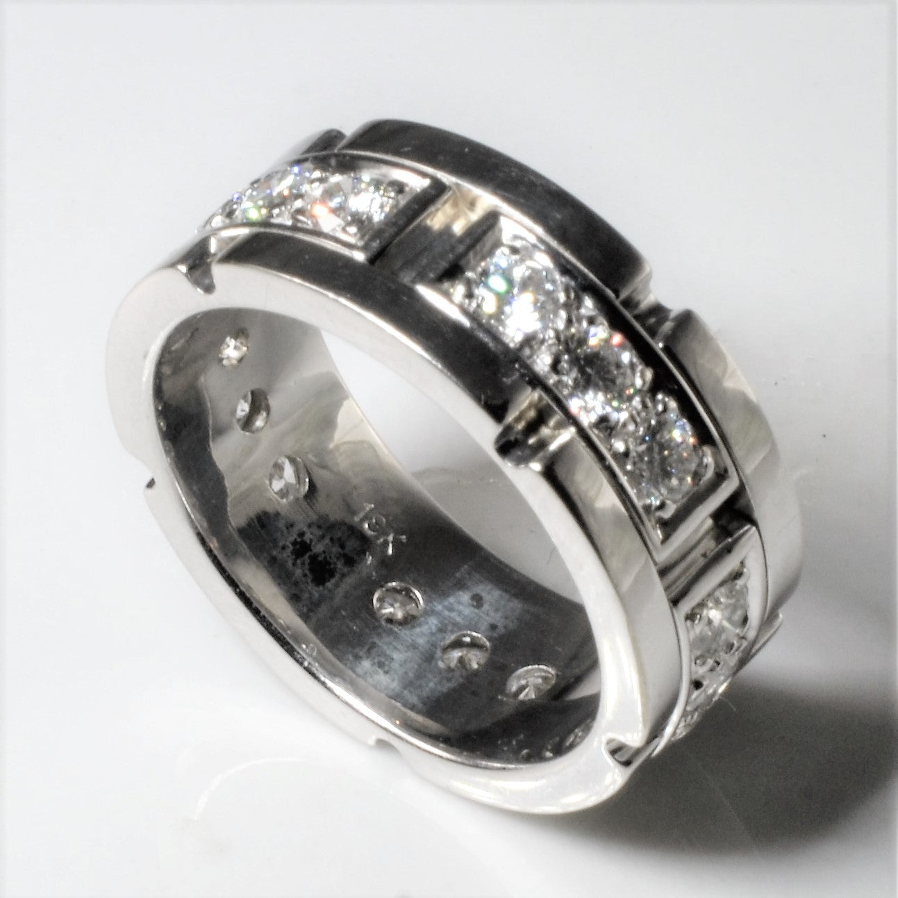 1.05ctw Diamond Brick Band Ring - Size 6.5 | Elegant Stackable Wedding Band, Anniversary Gift for Her | Perfect for Everyday Wear & Special Occasions