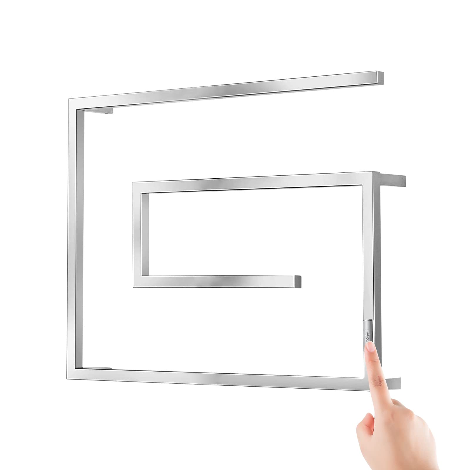 ILROOMH Heated Towel Warmer for Bathroom - 304 Stainless Steel Wall Mounted Towel Rack with 2H & 4H Timer, 80×60Cm Electric Towel Drying Rack | Perfect for Spa, Luxury Bathroom & Cold Weather Comfort