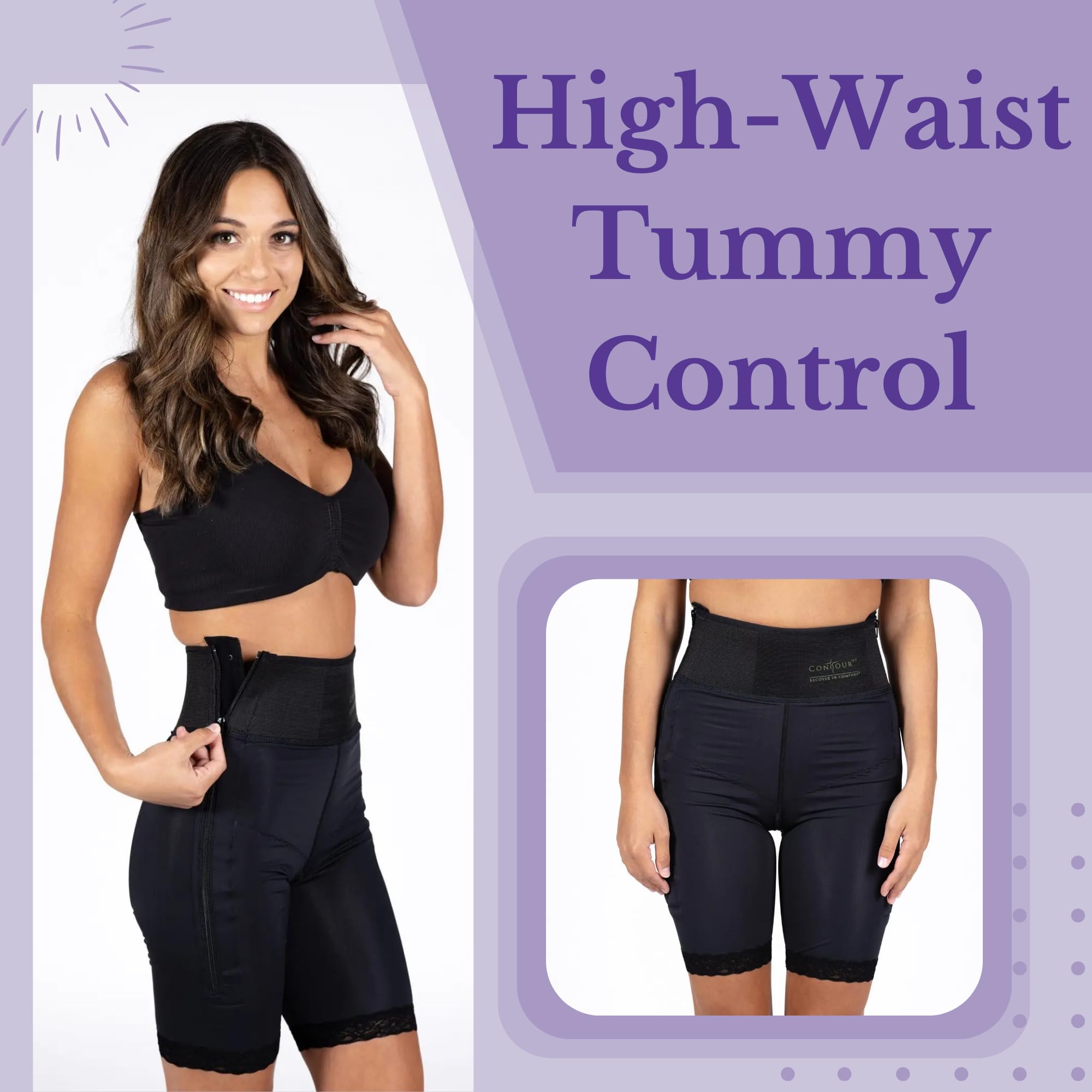 ContourMD Post Surgery Compression Shorts – Mid Thigh, Tummy Tuck Recovery Garment 4