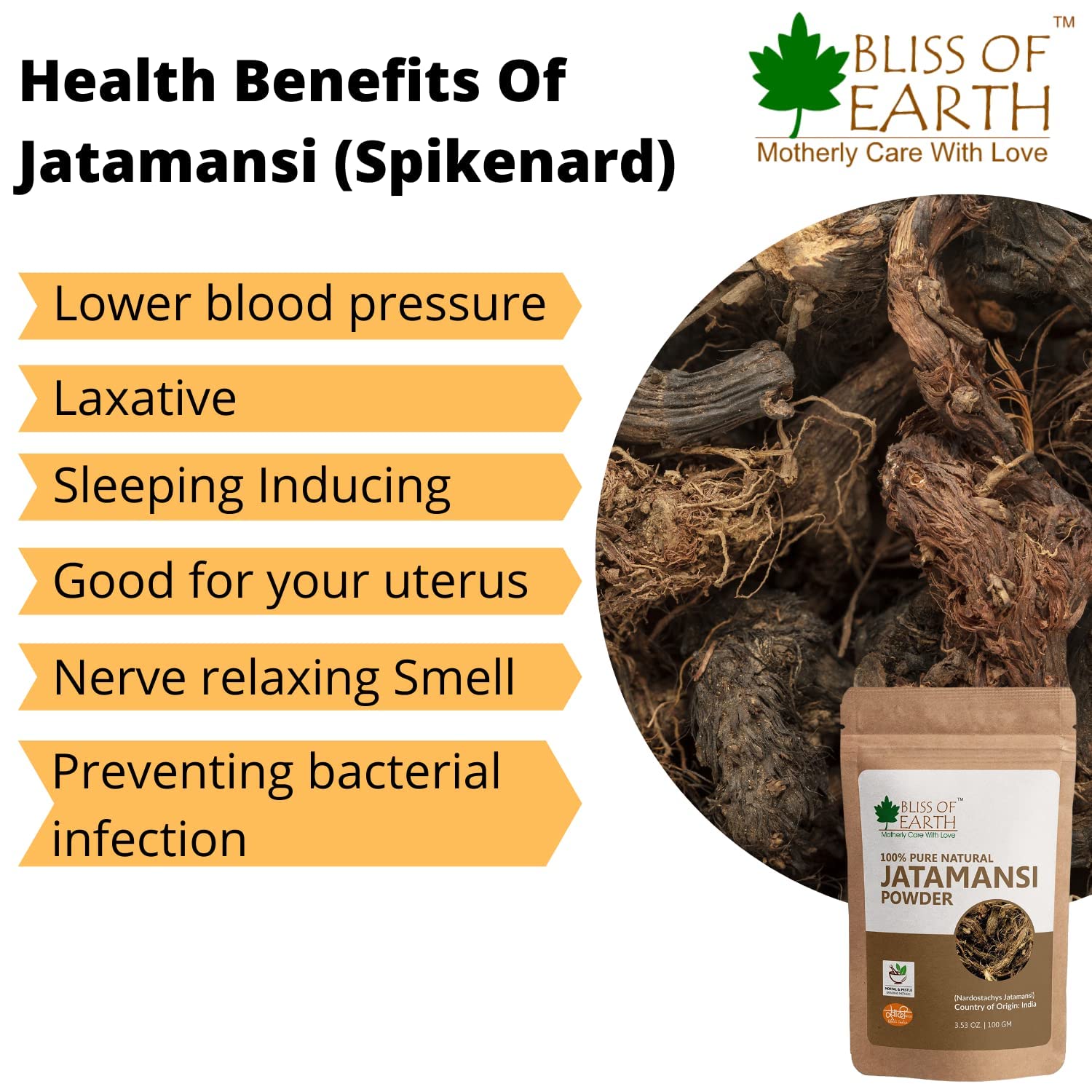 Bliss of Earth® Natural Jatamansi Powder & Orange Peel Powder - 100g (Pack of 2) | Organic Skin Brightening & Hair Conditioning Treatment | Promotes Glowing Skin & Healthy Hair Growth | Perfect for DIY Face Masks, Hair Packs & Natural Beauty Routines