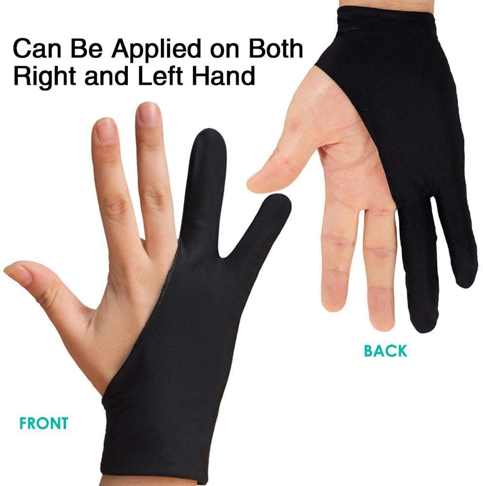 6-Piece Artist Gloves for Drawing Tablet (S/M/L) - Anti-Smudge Two-Finger Digital Art Gloves for Graphic Pen, iPad & Monitor Painting - Perfect for Procreate, Photoshop & Digital Sketching (Purple/Red)