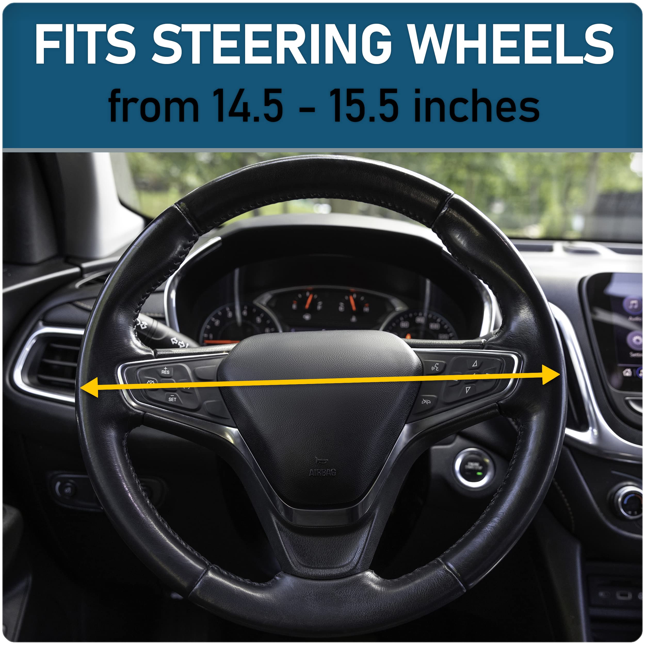Vegan Leather Steering Wheel Cover - Custom Fit, Breathable Grips, Stylish Car Interior Accessories for Comfort & Safety - Perfect for Daily Commute, Road Trips & Luxury Cars (Black)