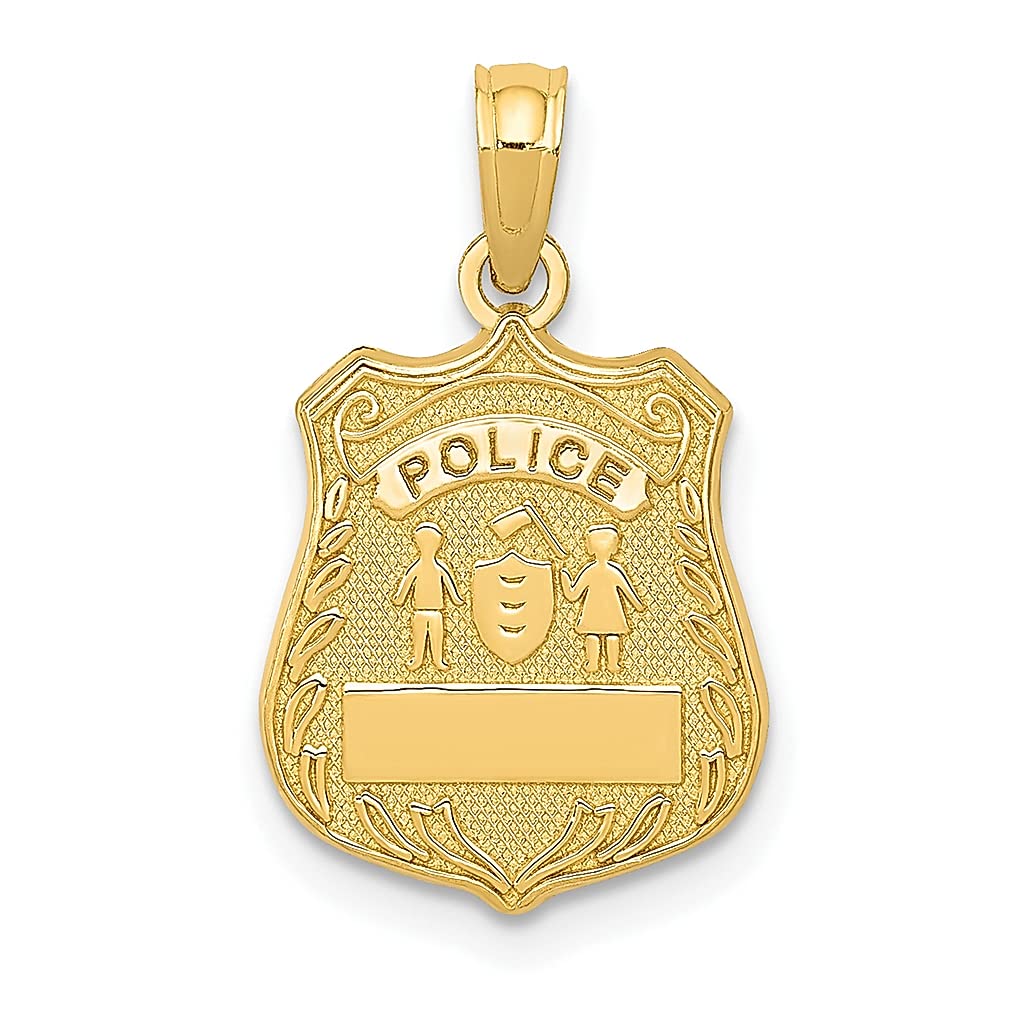14K Yellow Gold Police Badge Necklace Pendant - Elegant Law Enforcement Jewelry for Women - Perfect Gift for Police Officers, Graduation & Career Milestones - Ideal for Daily Wear, Special Occasions & Appreciation Gifts
