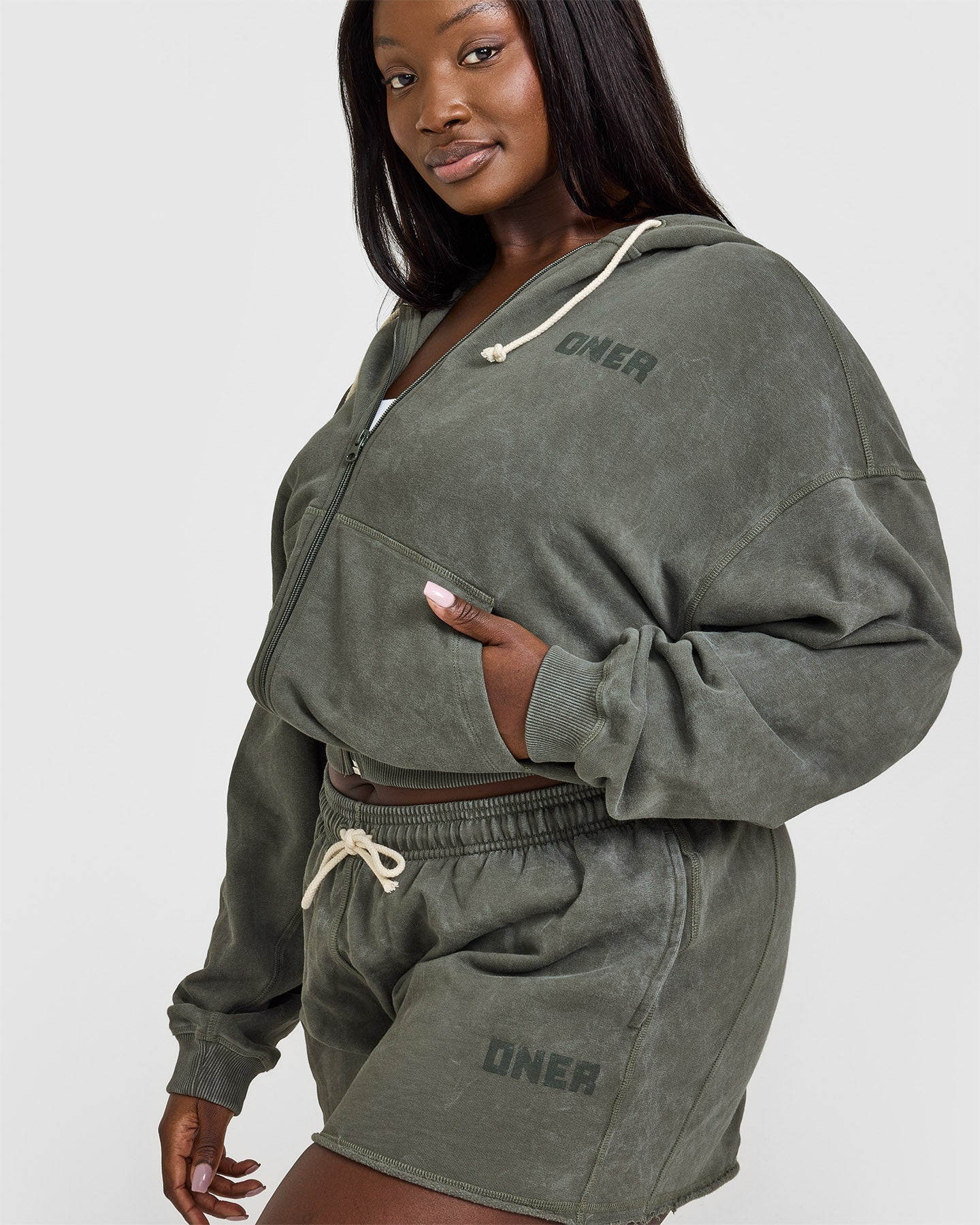Raw Lounge Oversized Zip Hoodie for Men & Women - Soft Washed Dark Khaki Pullover | Cozy Loungewear for Home, Travel & Casual Outings