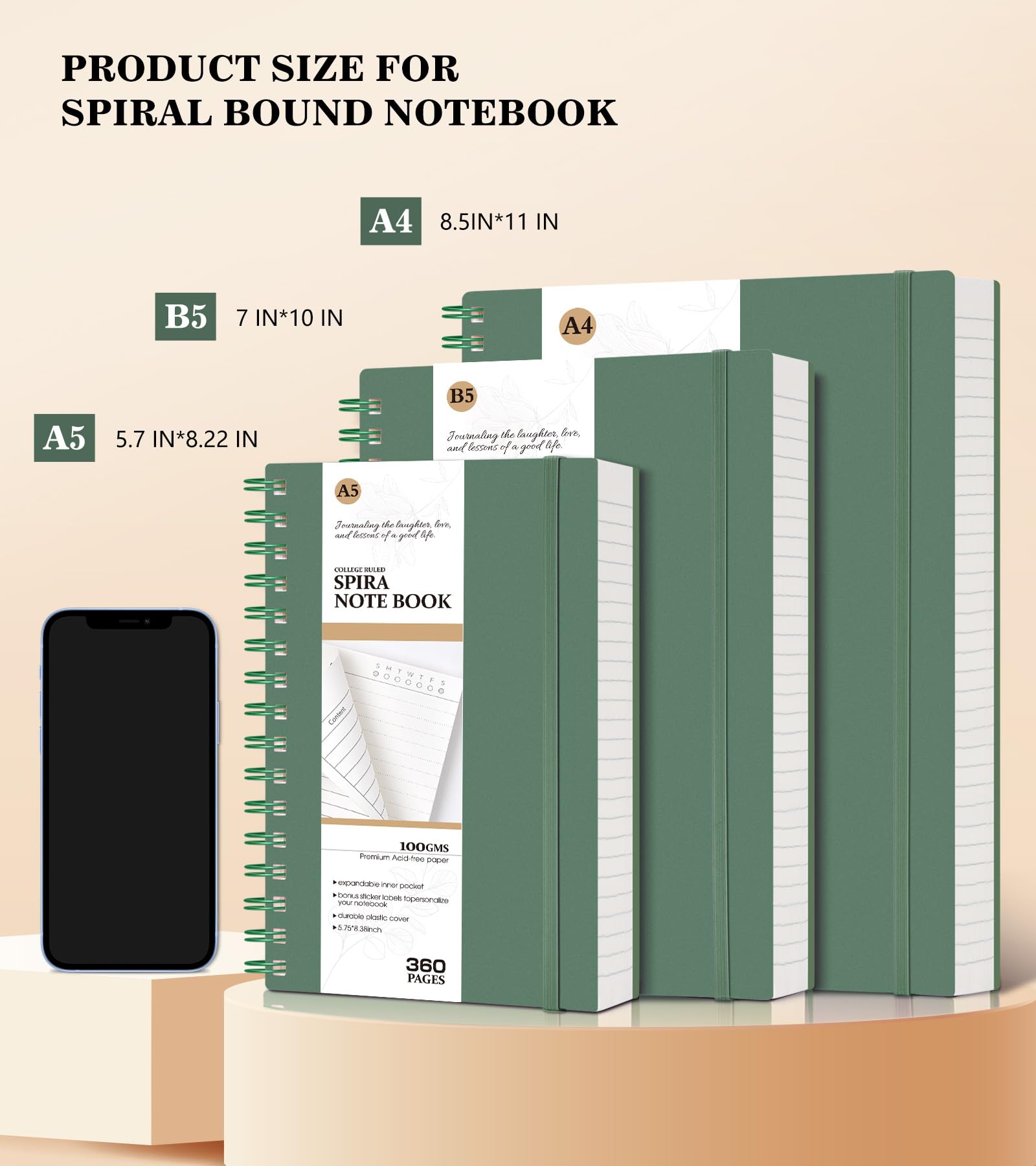 Premium Spiral Notebook Journal - 8.5