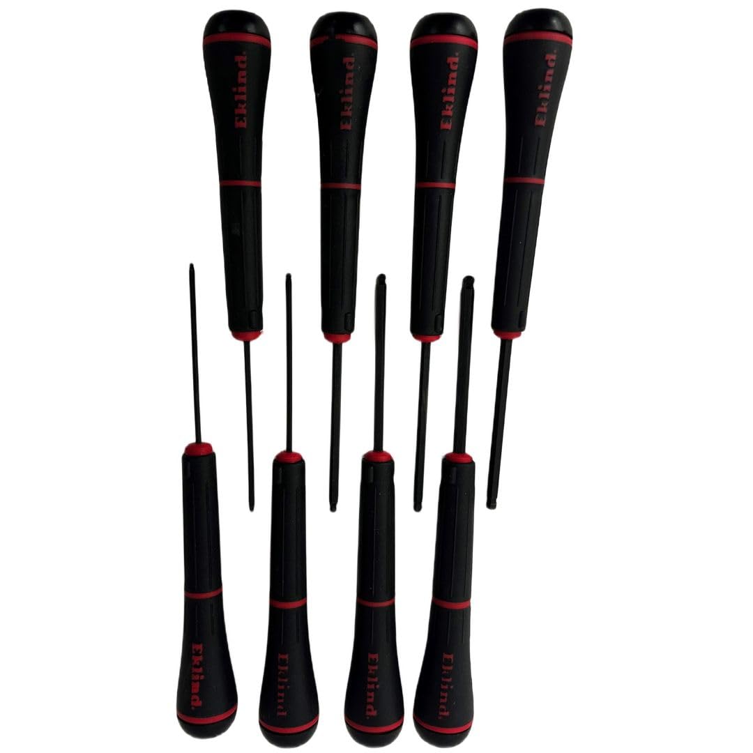 Eklind Tool 90108 Ball-Hex Allen Screwdriver Set - 8-Piece SAE Inch Sizes .050-5/32 for Precision Mechanics & DIY Home Repairs