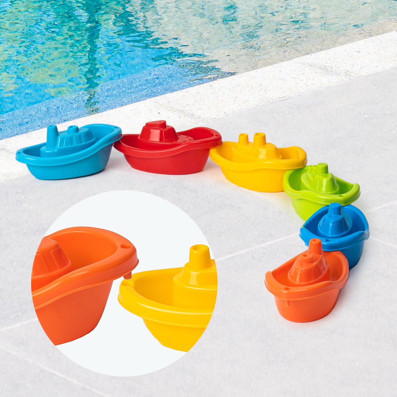 Colorful Stackable Bath Boats for Toddlers - Fun & Educational Baby Bath Toys for Girls & Boys | Bathtub, Pool & Sensory Play Toys (6-Pack)