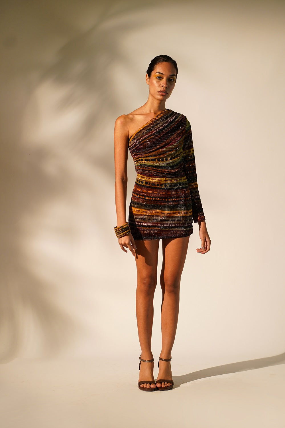 Multicolor Striped One Shoulder Short Dress for Women - Perfect for Summer Parties, Beach Vacations & Night Out