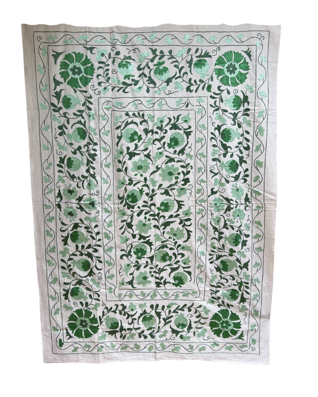 Suzani No. 227 - Authentic Handmade Uzbek Suzani Embroidery Textile - Perfect for Home Decor, Wall Hanging & Boho Chic Interiors