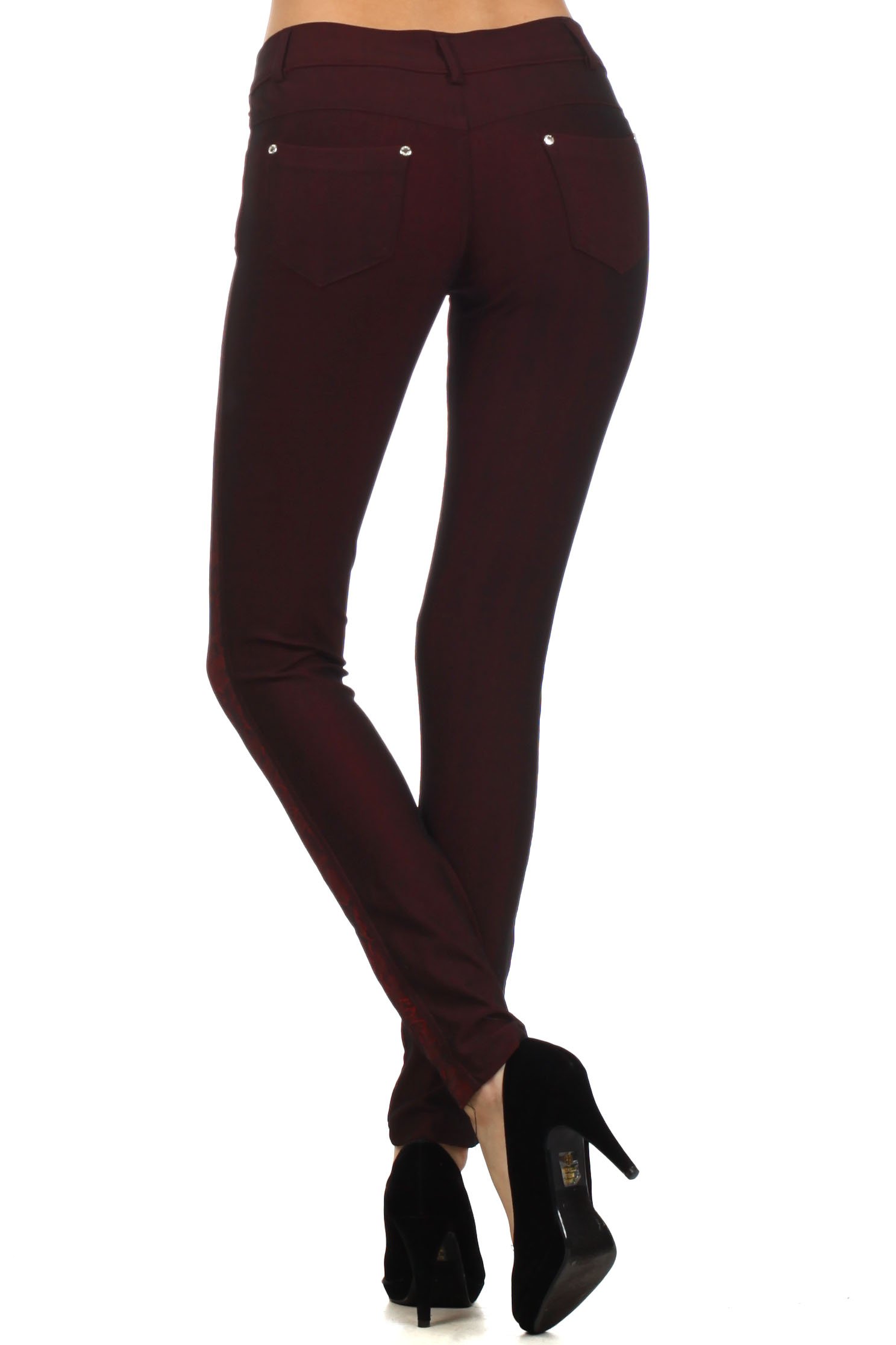 ICONOFLASH Women's Floral Print Herringbone Denim Leggings - Stretchy Skinny Jeggings for Casual Wear, Work & Date Night Outfits
