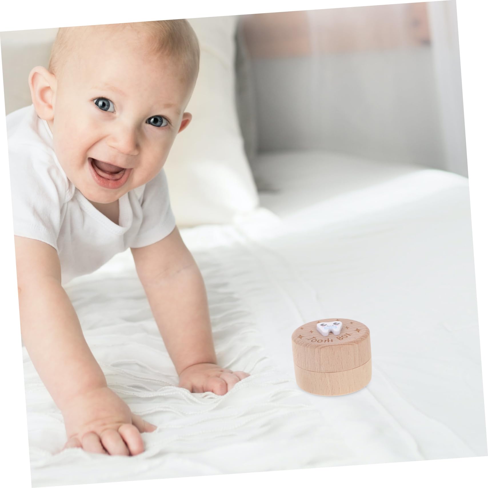 VOSAREA Wooden Baby Tooth Box - Kids Tooth Keepsake Container for First Lost Teeth & Baby Hair Storage - Perfect for Memory Preservation & Nursery Decor