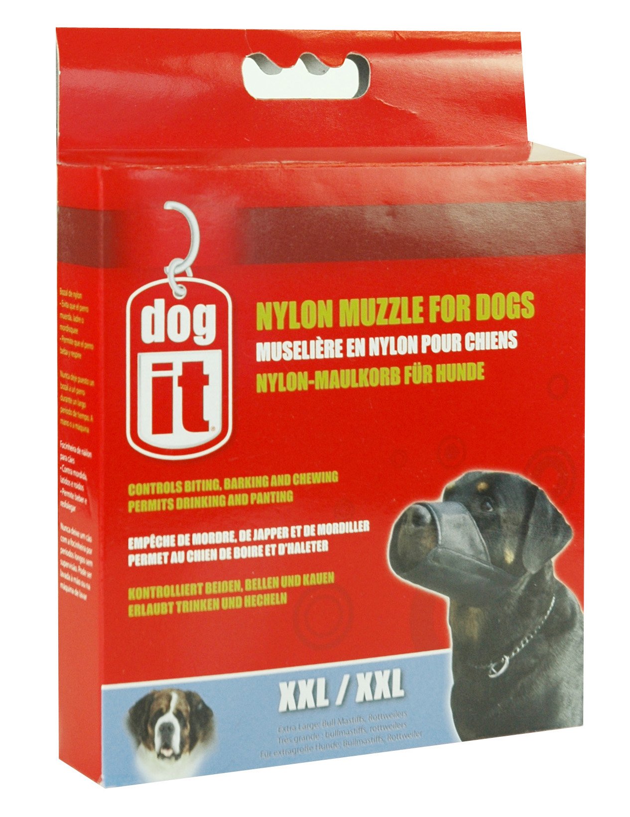 Dogit Nylon Dog Muzzle - Comfortable Bite-Proof Anti-Bark Muzzle for Dogs, Breathable & Adjustable Design Allows Drinking & Panting - Perfect for Training, Grooming, Vet Visits & Public Outings