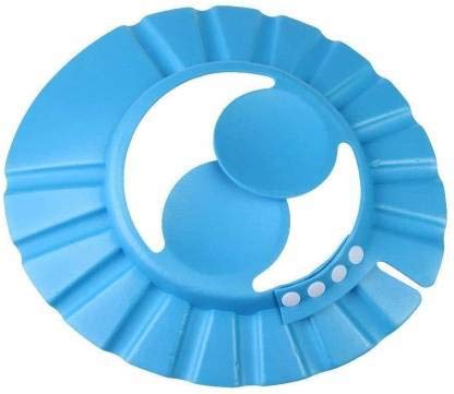 Sunbaby Adjustable Soft Baby Shower Cap - Safe Hair Wash Hat for Infants & Toddlers with Eye/Ear Protection, Leaves Design, Blue - Perfect for Bath Time & Sensitive Skin Care