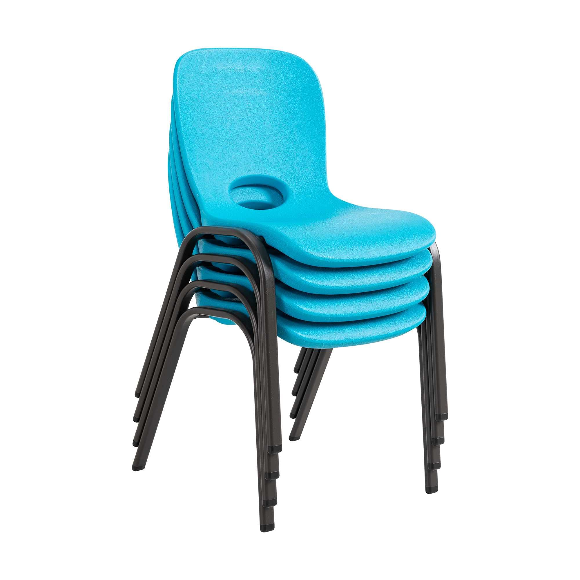 Lifetime 80472 Kids Stacking Chairs (4 Pack) - Durable Plastic Children's Chairs for Classrooms, Playrooms & Outdoor Use - Glacier Blue