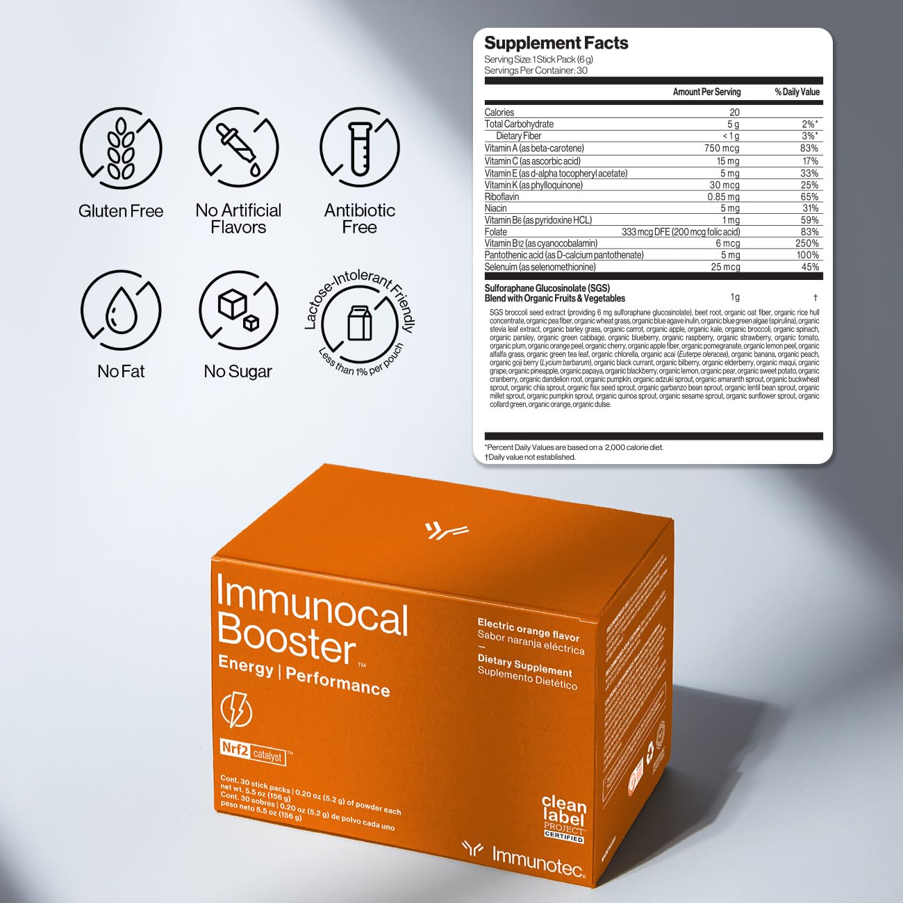 Immunocal Booster Energy Performance Supplement – Rapid Energy Boost with 3 Natural Caffeine Sources (Coffee, Green Tea, Guarana), Nrf2 Activator for Focus & Alertness | Gluten Free, Sugar Free | 30 Servings – Perfect for Workouts, Study Sessions & Busy Professionals