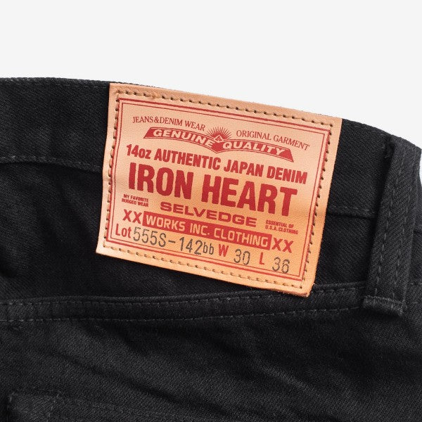Iron Heart IH-555s 14oz Selvedge Denim Jeans - Super Slim Cut in Black (142 BB) | Premium Raw Denim for Men | Perfect for Urban Wear & Motorcycle Riding