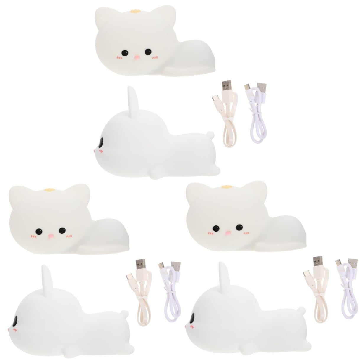 6-Piece Kids Night Light - Cute Cat & Rabbit Silicone Touch Lamp for Toddlers, Nursery Decor & Bedroom Lighting - Perfect for Bedtime, Baby Rooms & Children's Gift