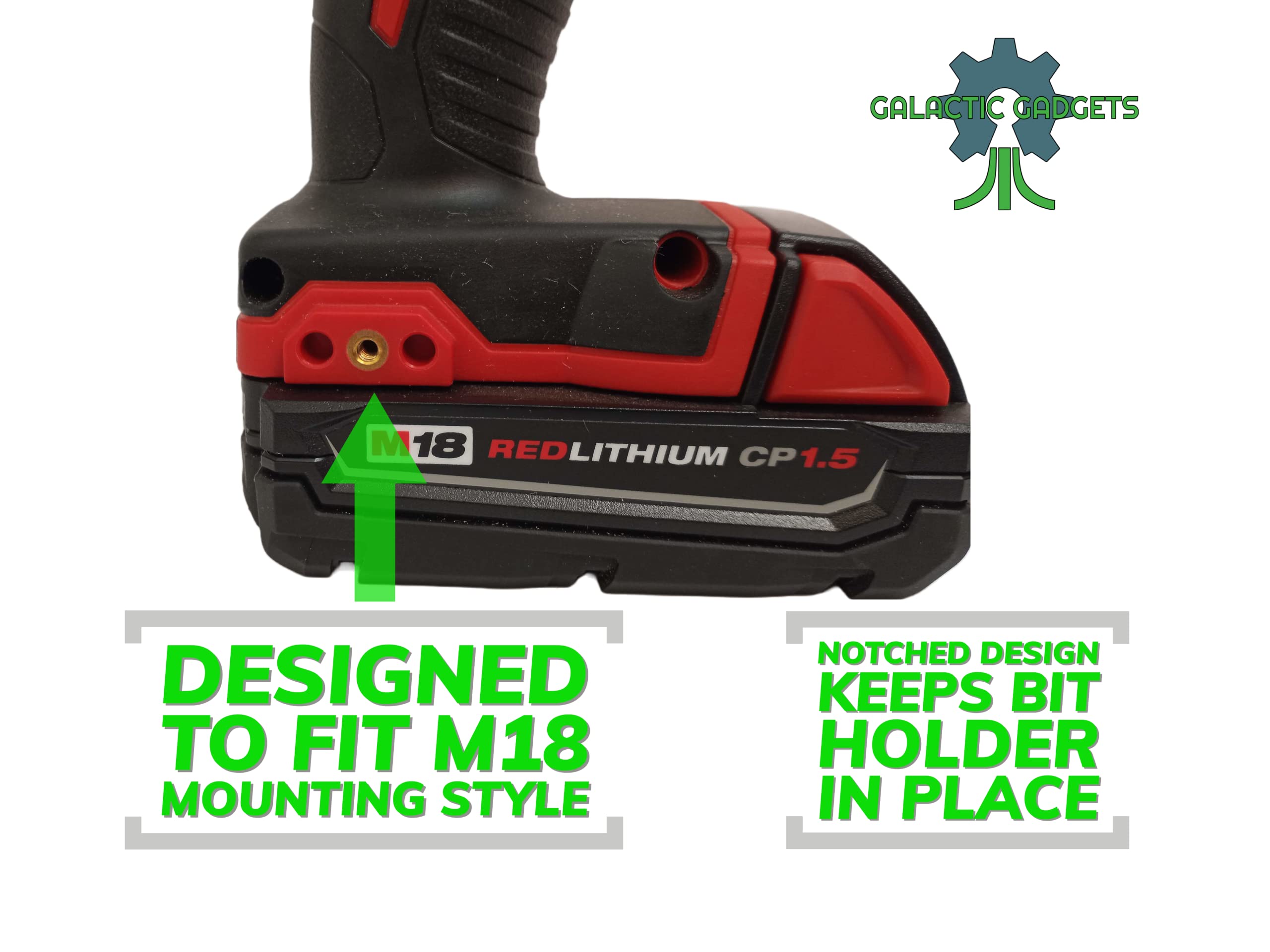 Milwaukee M18 Drill Magnetic Bit Holder - Side Mounted with Strong Magnets, Low Profile Design for Easy Storage - Galactic Gadgets (Red) - Perfect for DIY Projects, Construction Work & Home Repairs