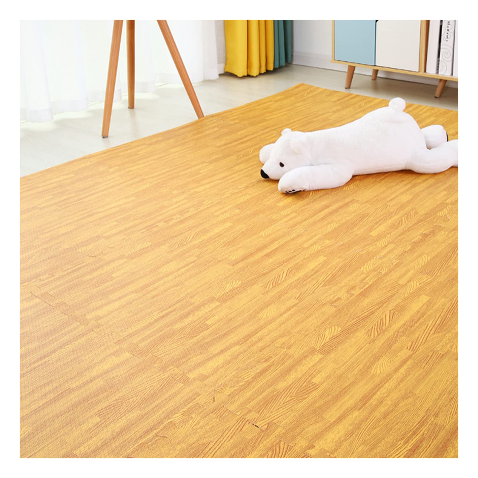 16-Piece Interlocking Foam Floor Mats - Wood Grain Design, Non-Slip Puzzle Play Mat for Kids & Adults (60x60x1.2cm) - Perfect for Nursery, Gym, Playroom & Home Office Floor Protection