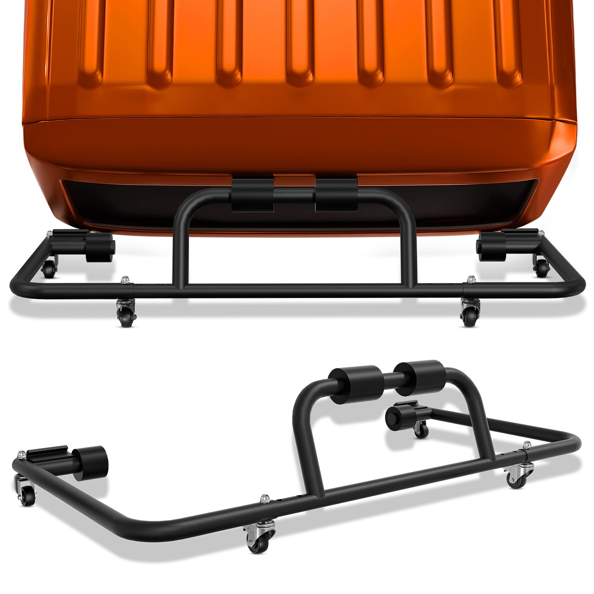 Adjustable Hardtop Storage Rack for Jeep Wrangler JK JL YJ TJ JKU JLU (1976-2025) & CJ-7 - Universal Sliding Cart with Movable Bracket for 2/4 Door Models - Black - Perfect for Garage Organization and Jeep Accessories Storage
