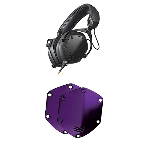 V-MODA Crossfade M-100 Master Over-Ear Headphones - Matte Black (M-100MA-MB) with Dark Purple Shield Kit (OVKIT-PL) | Professional Studio & Gaming Headset for Audiophiles, DJs & Music Producers | Perfect for Home Studio, Travel & Live Performances