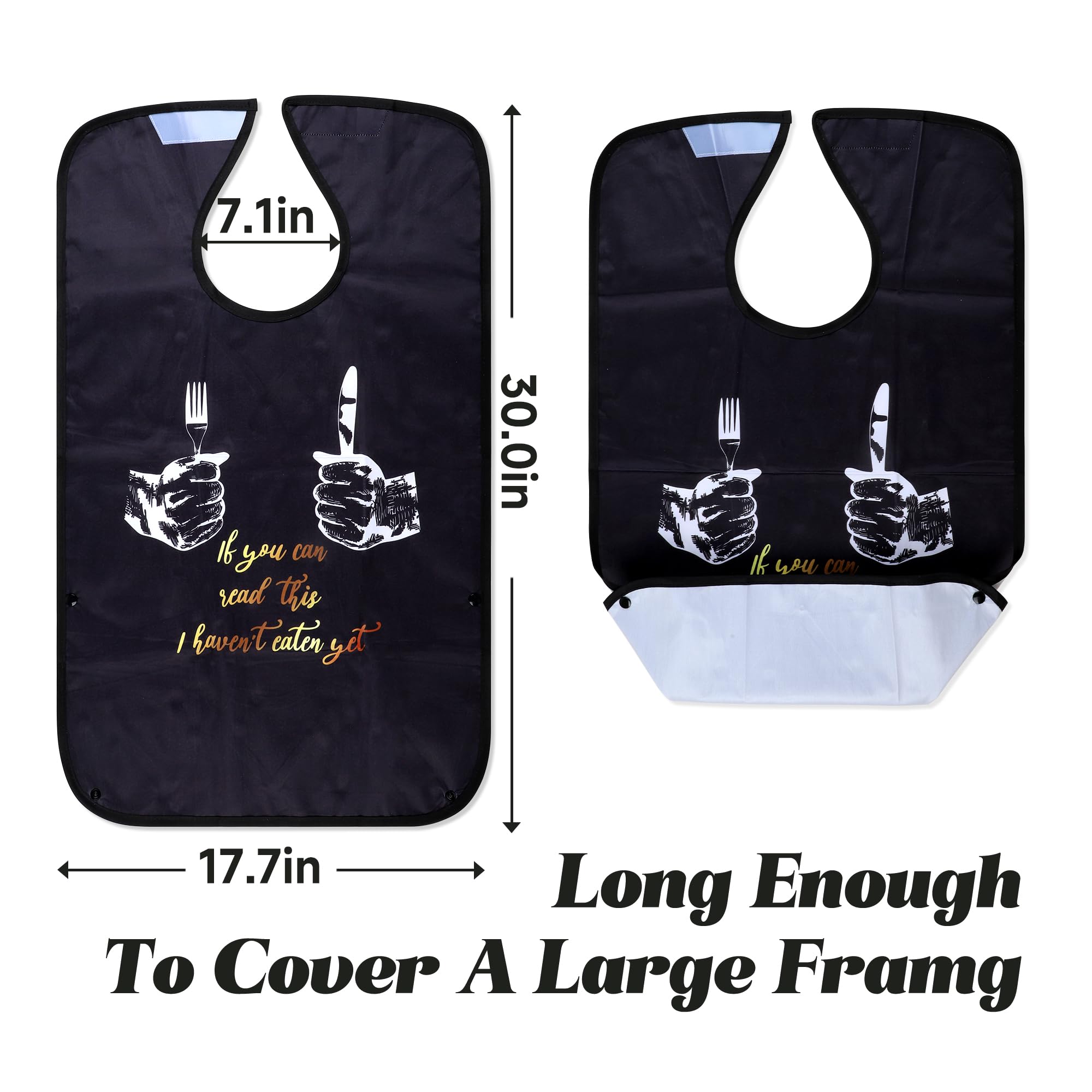 **3 Pack Reusable Waterproof Adult Bibs with Crumb Catcher - Washable Large Feeding Bib for Seniors & Adults - Perfect for Mealtime, Dining Out & Assisted Care**