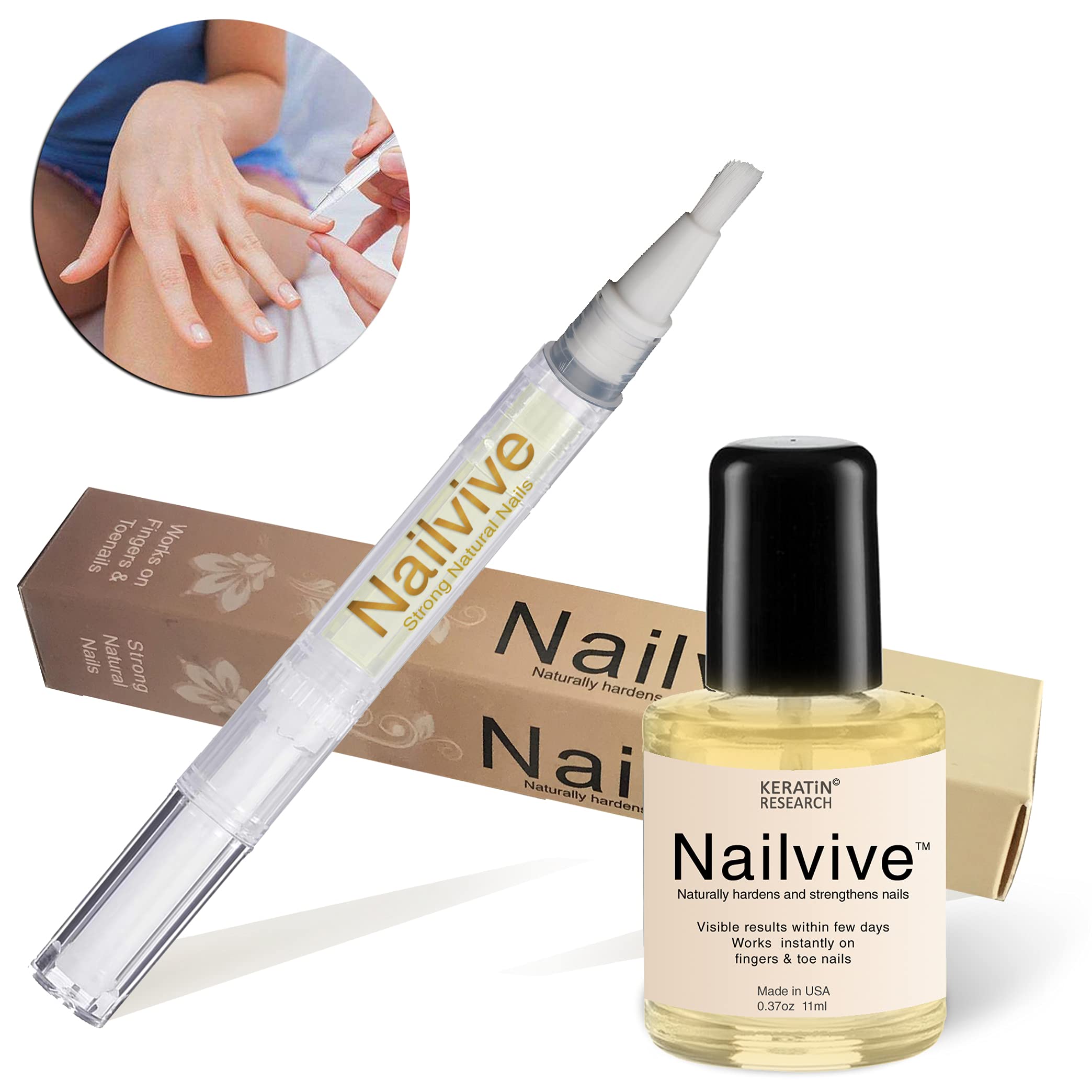 NAILVIVE Nail Strengthening Serum with Natural Keratin & Silk Proteins - Hardens & Repairs Weak, Brittle Nails - Prevents Splitting, Chipping, Peeling & Cracking - Perfect for Salon-Quality Nails at Home or Professional Use