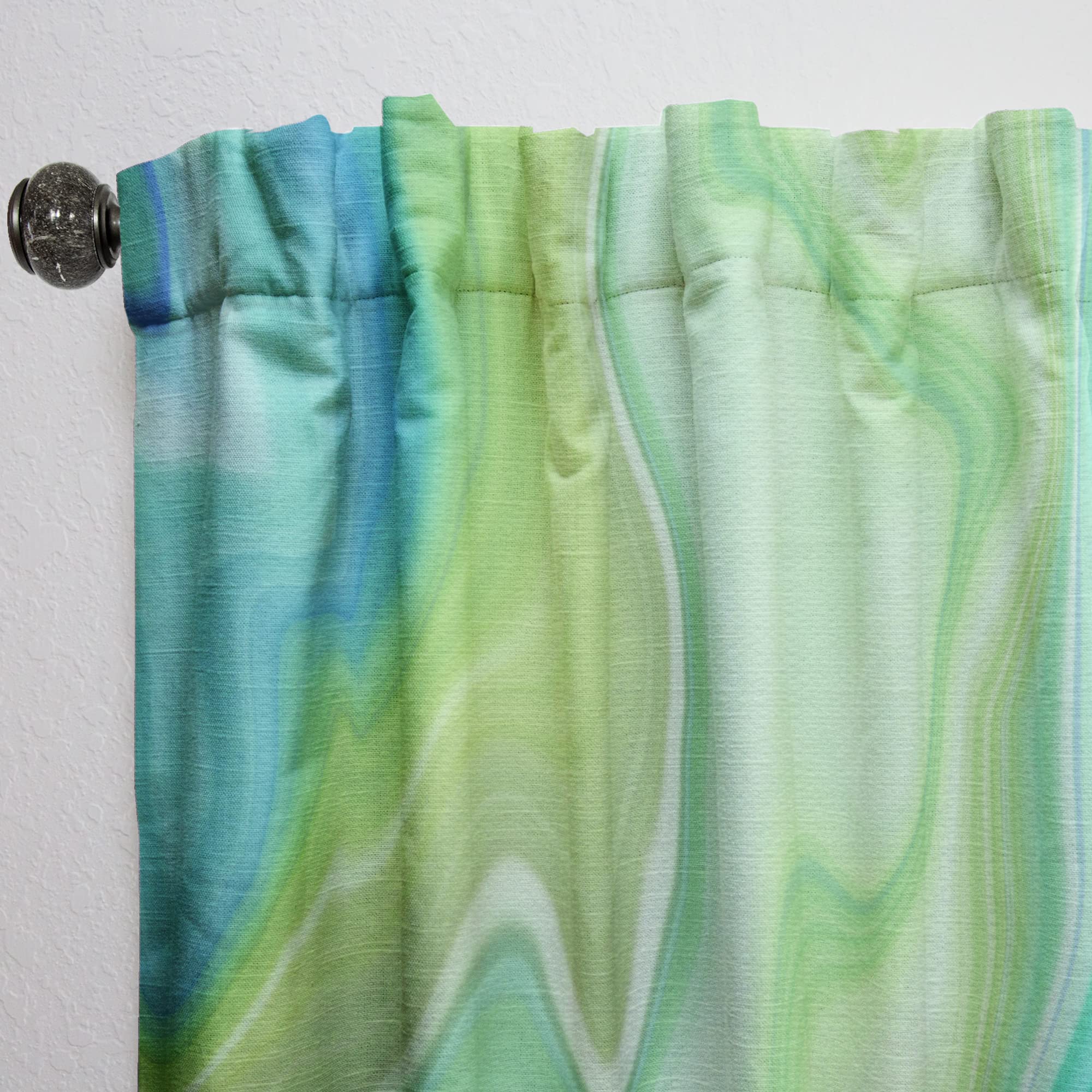 DesignQ Thermal Insulated Marbled Green & Blue Curtains - Single Panel 52x90 Inches - Elegant Window Drapes for Bedroom & Living Room - Perfect for Home Decor & Light Blocking
