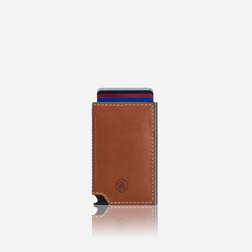 Jekyll & Hide Roma Aluminum Card Slide Wallet for Men - Slim RFID Blocking Minimalist Wallet with Money Clip (Tan) - Perfect for Travel, Business & Everyday Carry