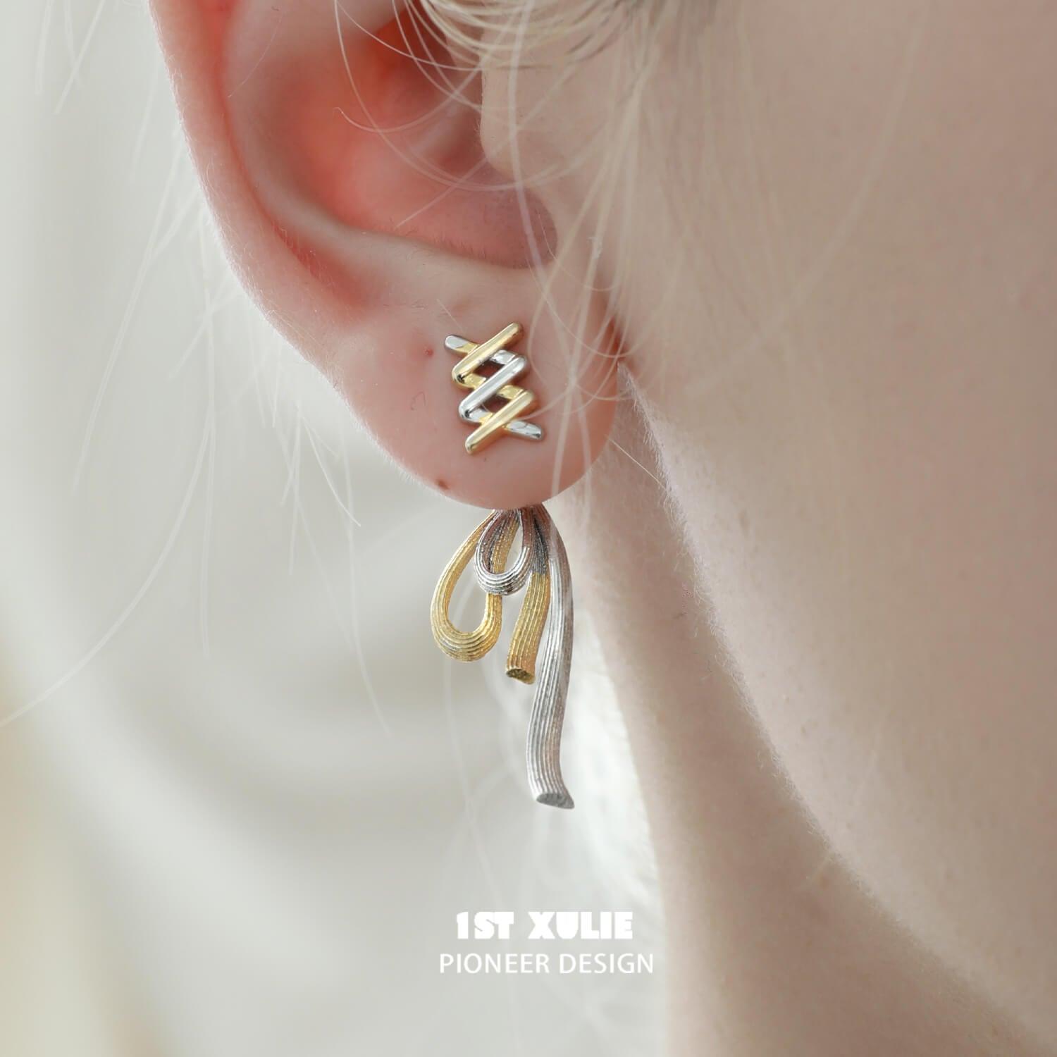 Lucky Cat S925 Sterling Silver Bow Tie Earrings - Elegant Japanese Maneki Neko Jewelry for Women | Perfect Gift for Cat Lovers, Birthday & Special Occasions