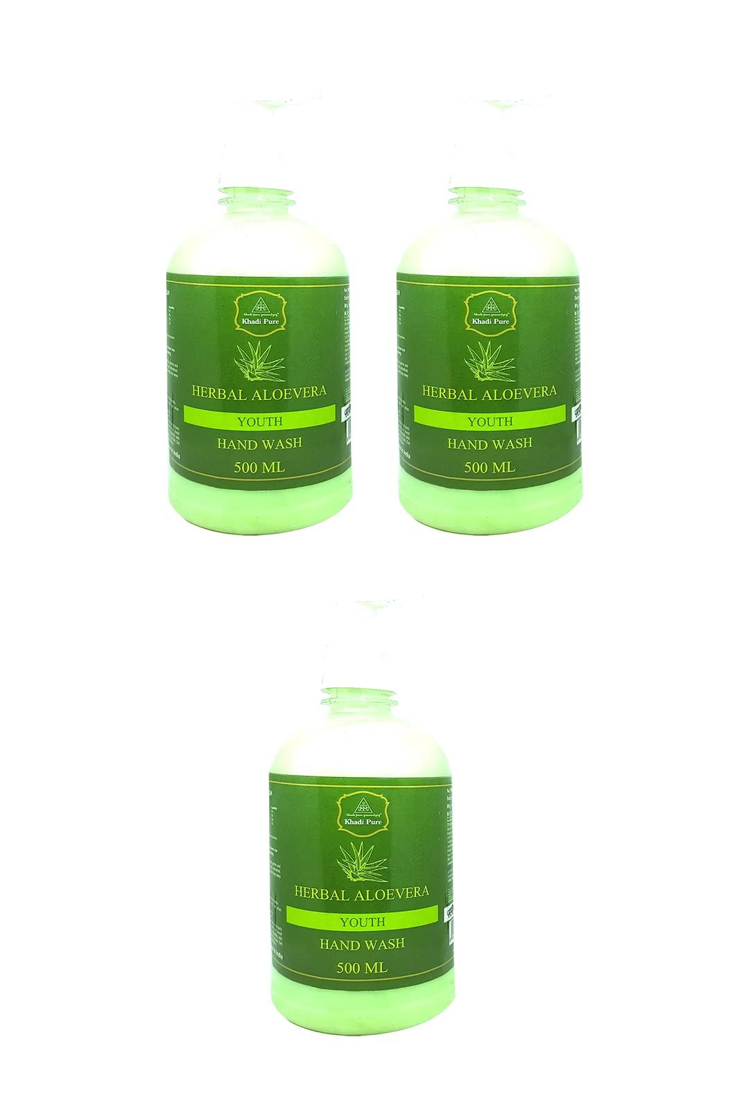 Khadi Pure Herbal Aloe Vera Hand Wash - 500ml (Pack of 3) | Natural & Organic Hand Cleanser for Dry Skin | Perfect for Home, Office & Travel Use