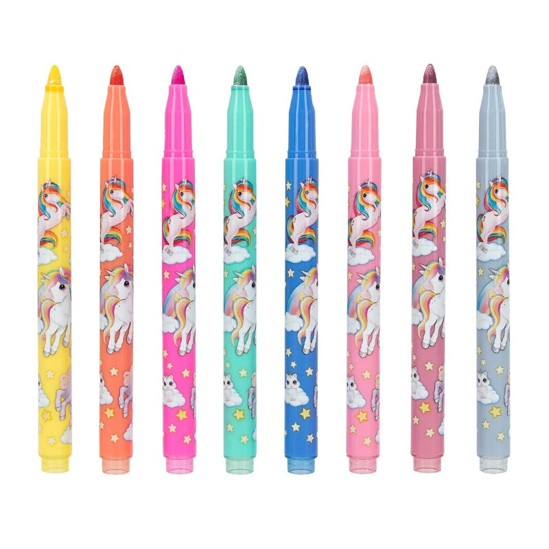 Ylvi Glossy Felt Pen Set - 24 Vibrant Colors for Artists & Students - Perfect for Sketching, Bullet Journaling & Calligraphy