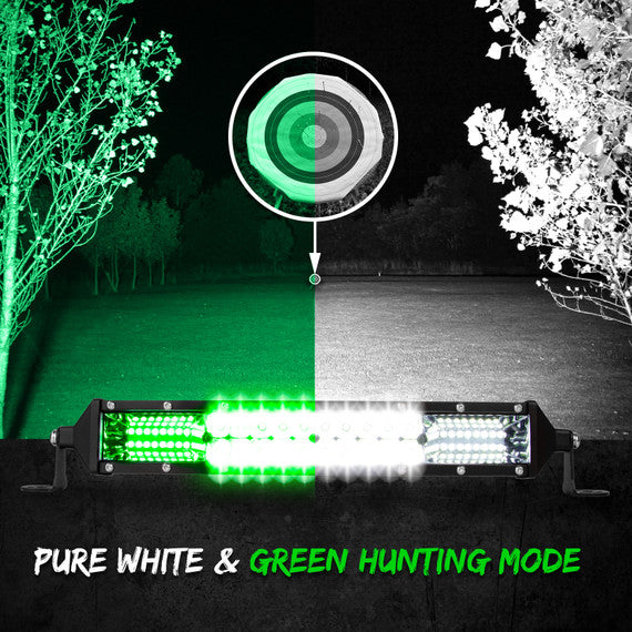 2 in 1 LED Light Bar with White & Green Colors - Perfect for Trucks, Off-Road Vehicles, and Emergency Lighting