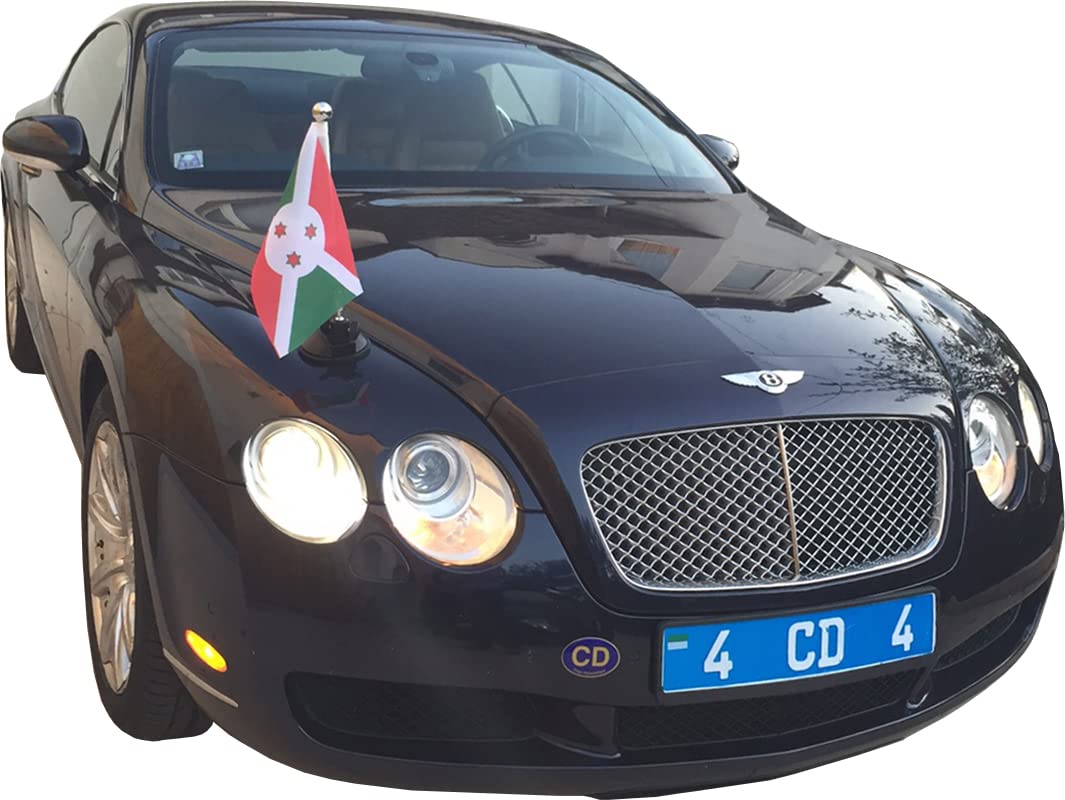 Car Flag Pole Diplomat-Air with Suction Mount - Universal Vehicle Flag Holder for American & International Flags - Perfect for Parades, Sports Events & Patriotic Displays