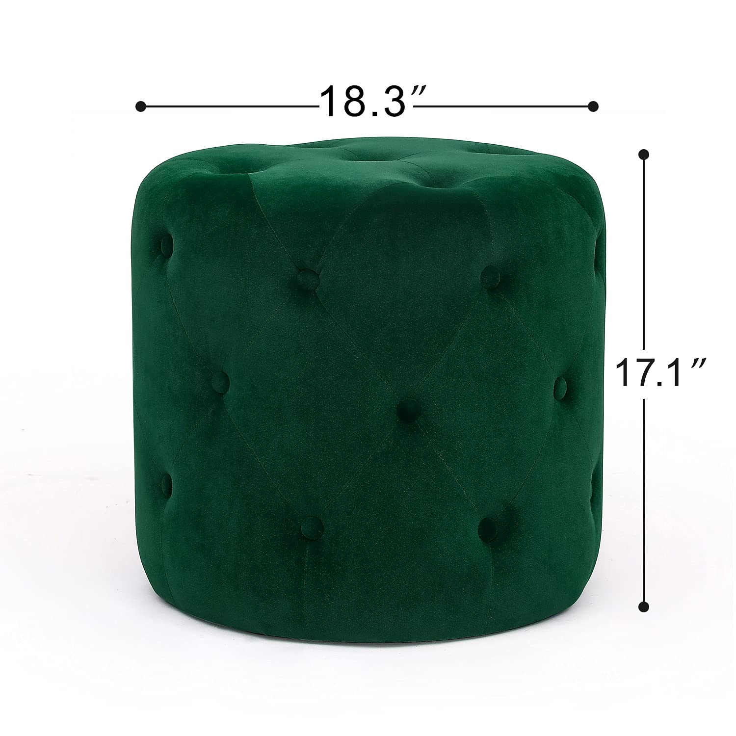 Homebeez Round Fabric Ottoman - 18.3