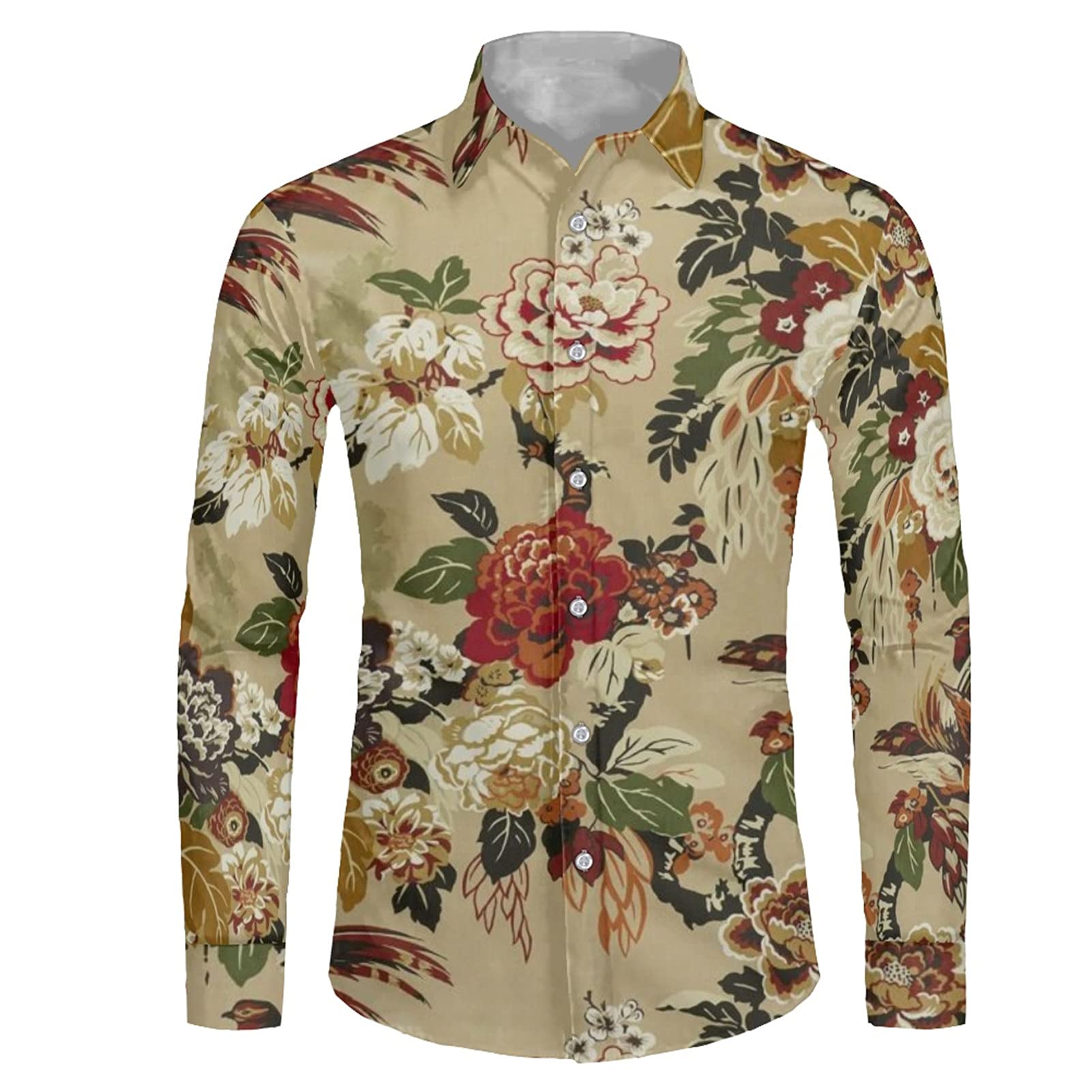 Coloranimal Novelty Hawaiian Men's Button Down Dress Shirts - Casual & Business T-Shirt Tops for Work, Vacation & Parties (Sizes XS-4XL) | Breathable Summer Office & Beach Wear