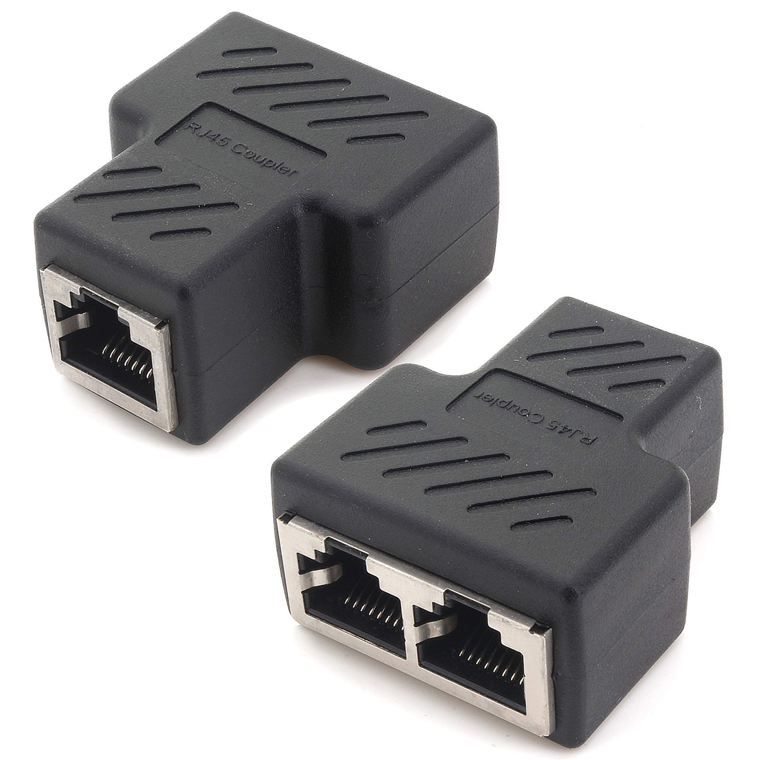1aTTack.de Cat.6A Ethernet Cable Connector - RJ45 Network Splitter Adapter (2 Pack) - Compatible with Cat5/Cat6/Cat7/Cat8 Cables - Ideal for Home/Office Networking & High-Speed Internet Setup