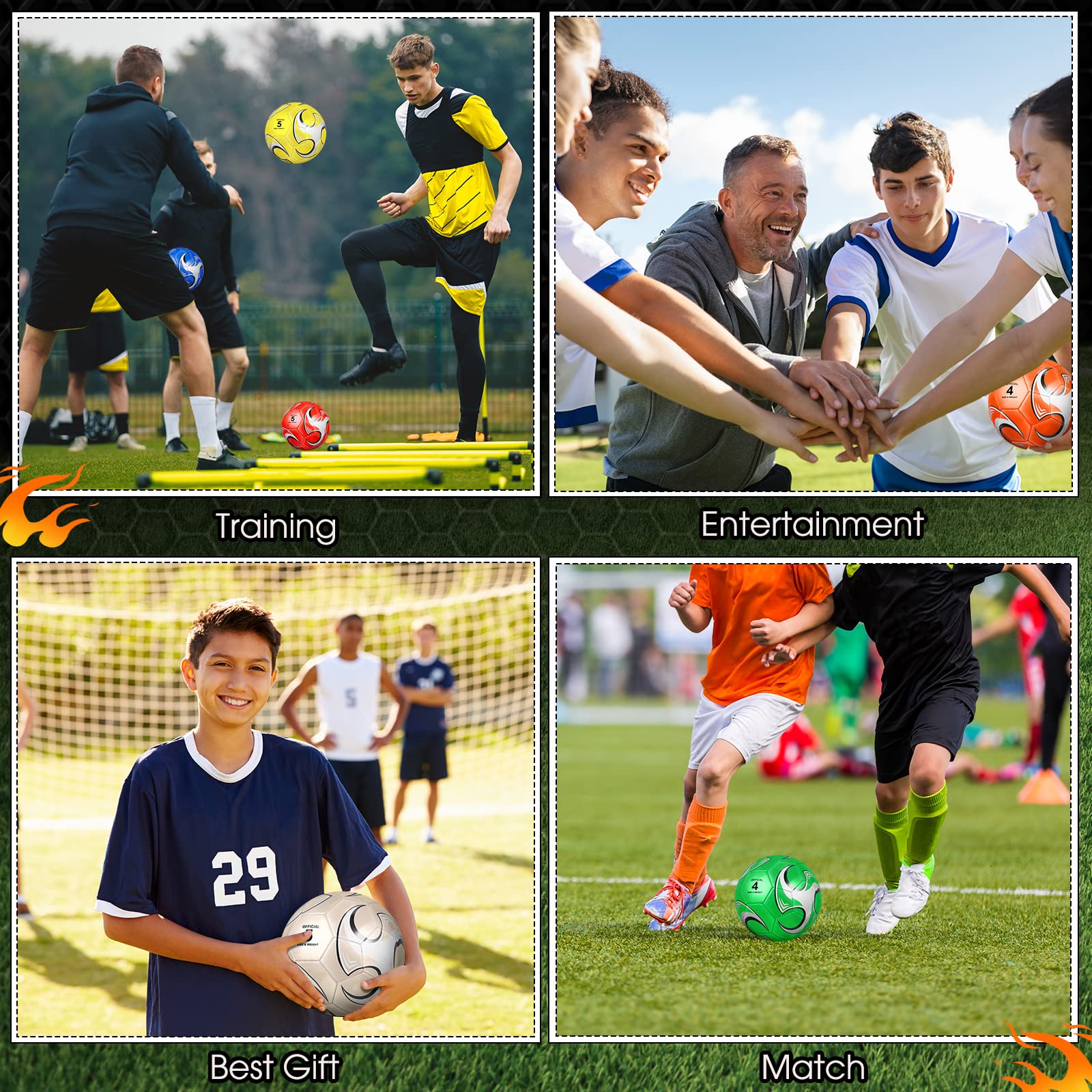 Supervitae 12 Pack Deflated Soccer Balls with Pump - Size 5 Training Balls for Teens & Adults - Perfect for Outdoor/Indoor Practice, School Sports, Birthday Gifts & Back to School Supplies - Great for Team Training, Youth Leagues & Soccer Parties