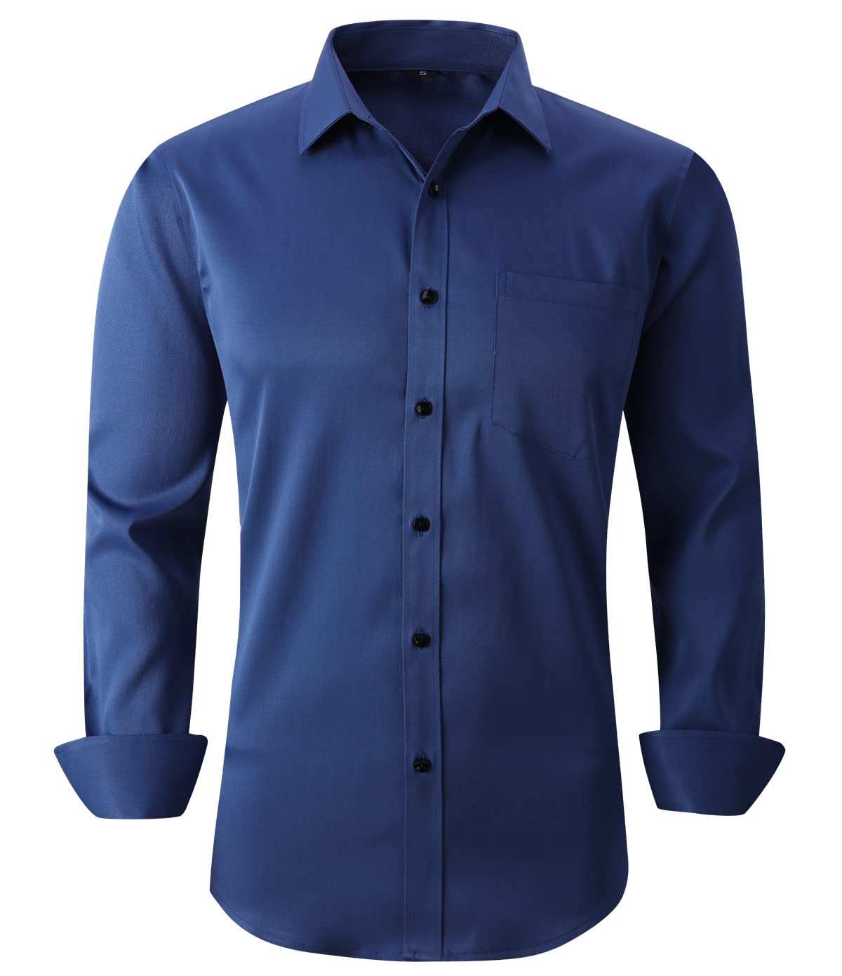 Corfty Men's Long Sleeve Dress Shirt - Regular Fit Stretch Wrinkle-Free Button Down Office Shirt for Business, Wedding & Formal Occasions