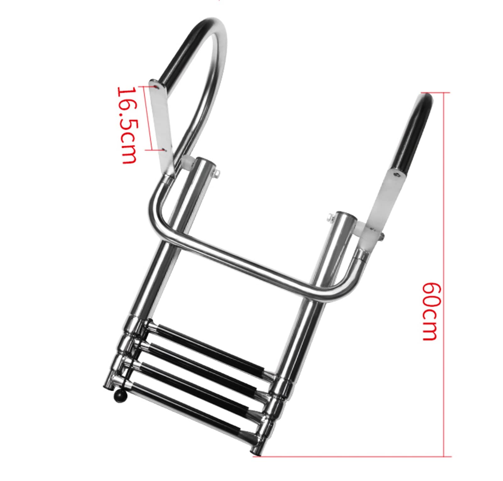 Stainless Steel 4-Step Marine Ladder - Foldable Telescoping Boat Ladder for Yachts & Speedboats with Handrail (Silver) | Perfect for Swimming, Boarding & Water Sports Access