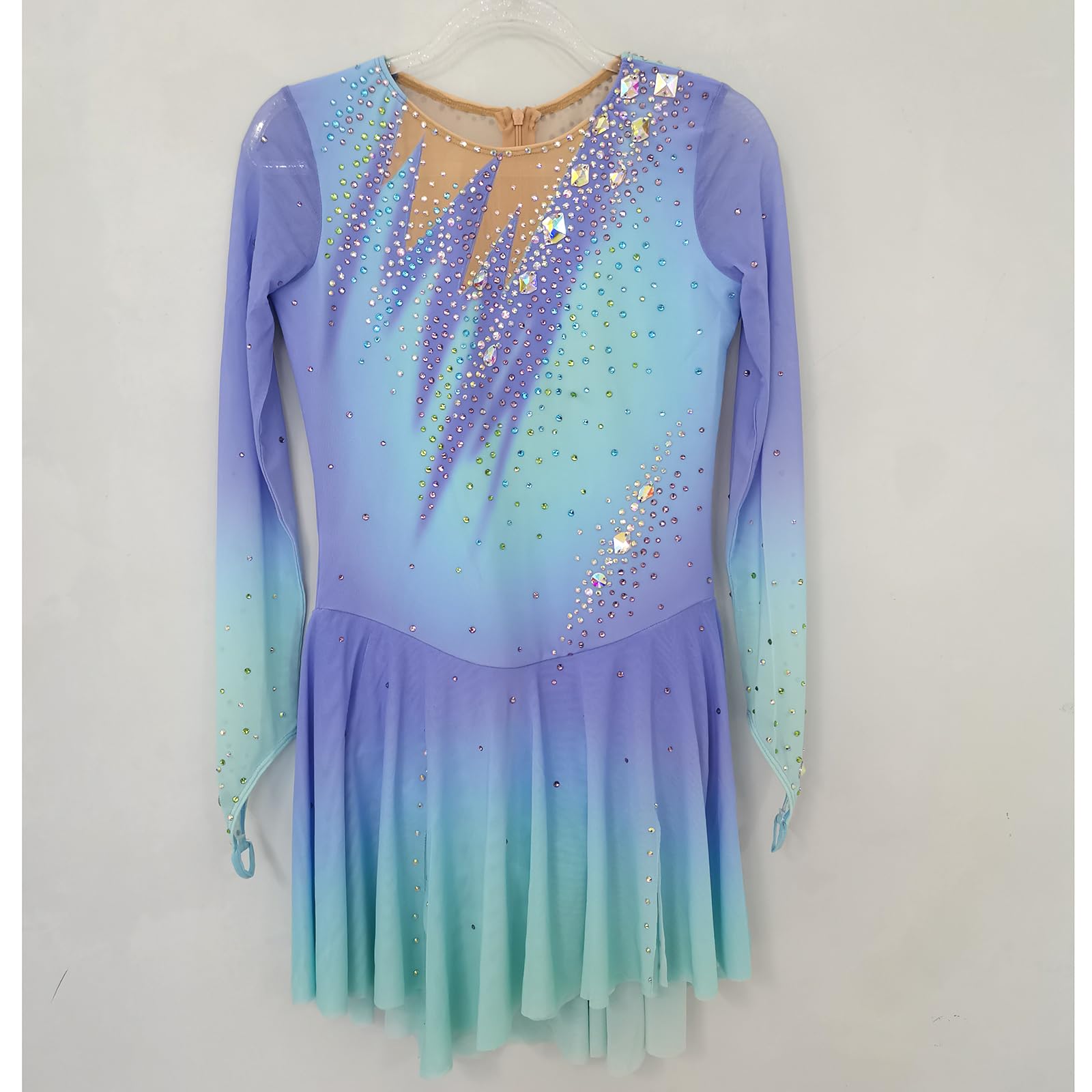 Professional Girls Figure Skating Outfit - Blue & Purple Competition Costume for Ice Shows, Performances & Events | High-Quality Performance Wear for Skaters