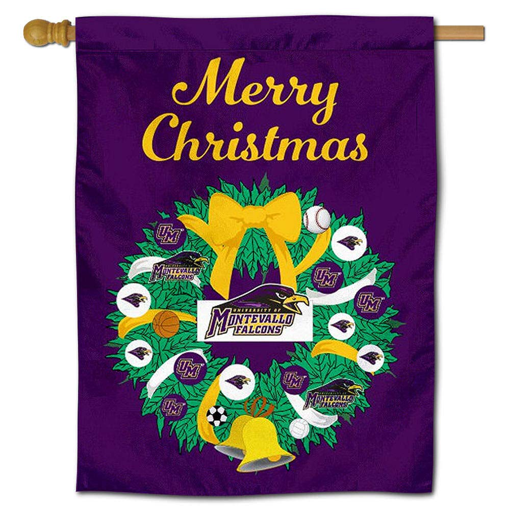 University of Montevallo Happy Holidays Christmas Banner Flag - Festive Decoration for Dorms, Classrooms & Campus Events