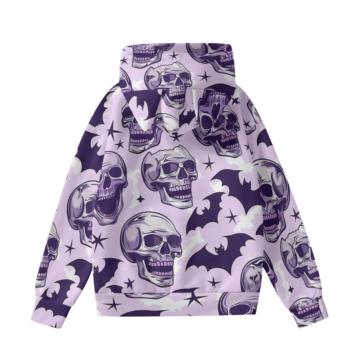 Gothic Laughing Skulls & Bat Hoodie with Cat Ears - Halloween Costume, Cosplay & Gothic Fashion Outfit