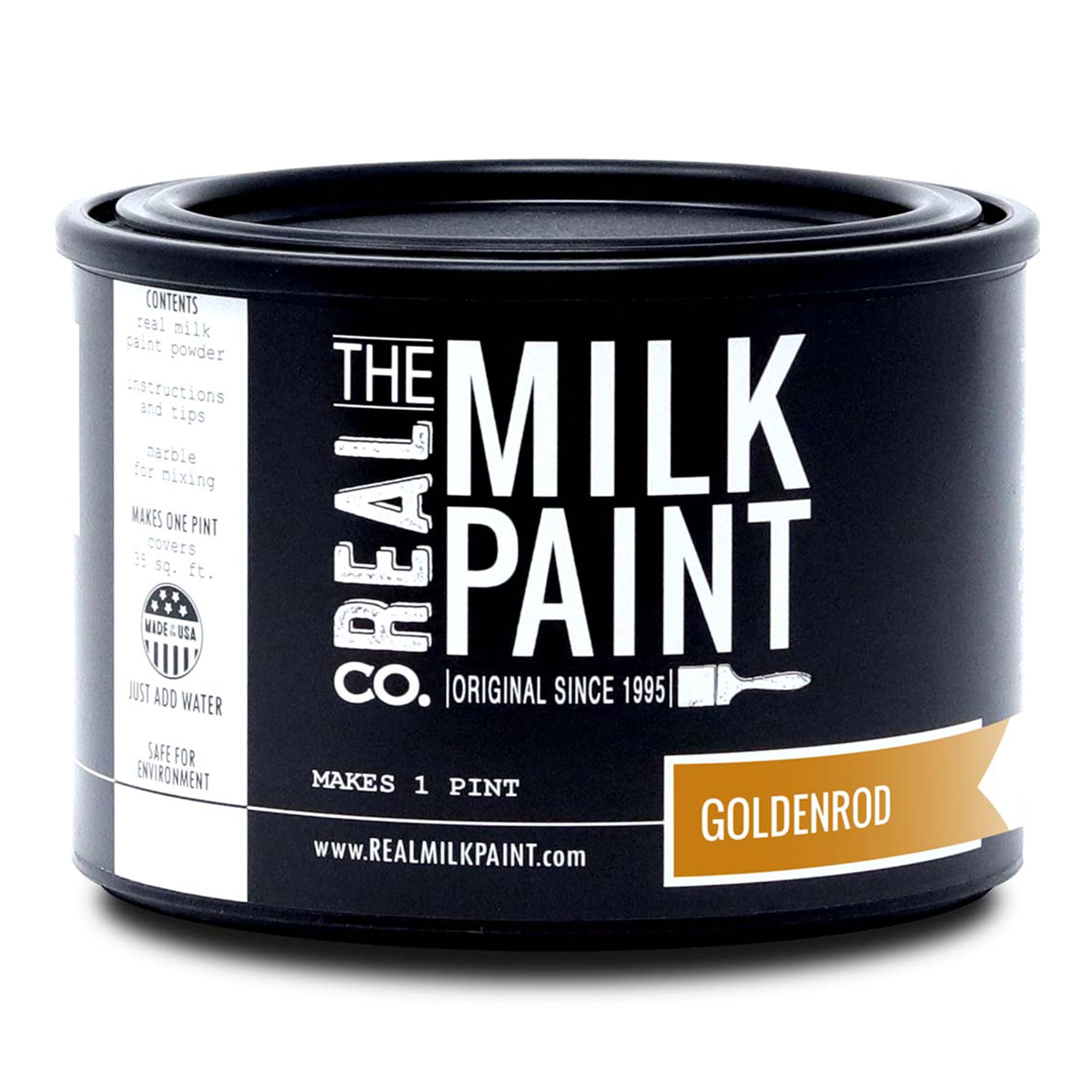 Real Milk Paint - Water-Based Organic Wood & Furniture Paint, Matte Finish for Cabinets, Walls, Brick & Stone - No VOC, Non-Toxic, Goldenrod Color (1 Pint) - Perfect for Eco-Friendly Home Renovation & DIY Projects