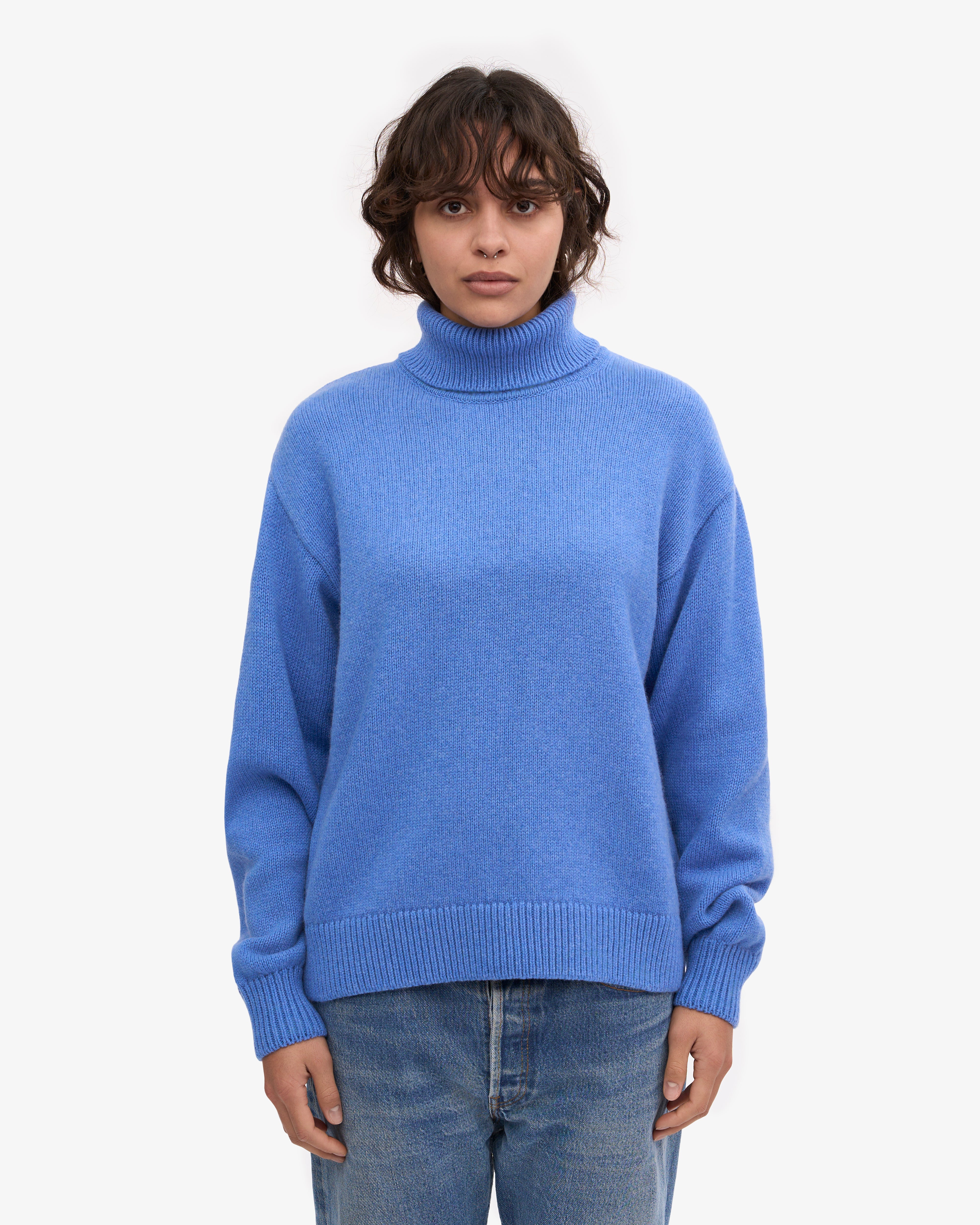 Premium Merino Wool Turtleneck Sweater for Women & Men - Soft Thermal Winter Pullover in Pacific Blue | Cozy Office Wear & Outdoor Activities