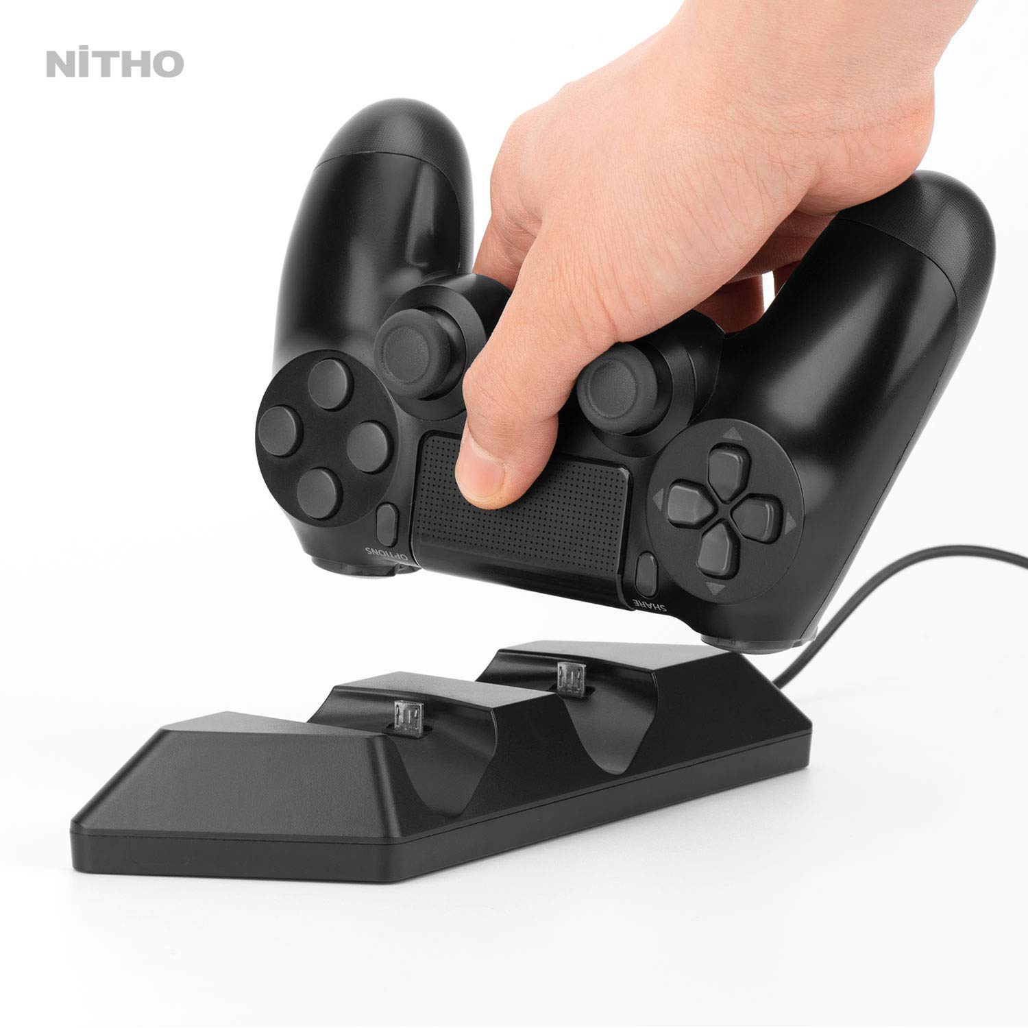 NiTHO PS4 Controller Charger Station - Dual USB Charging Dock for PlayStation 4/PS4 Slim/PS4 Pro Controllers | Fast Charging | Black | Perfect for Gaming Setup & Multiplayer Sessions