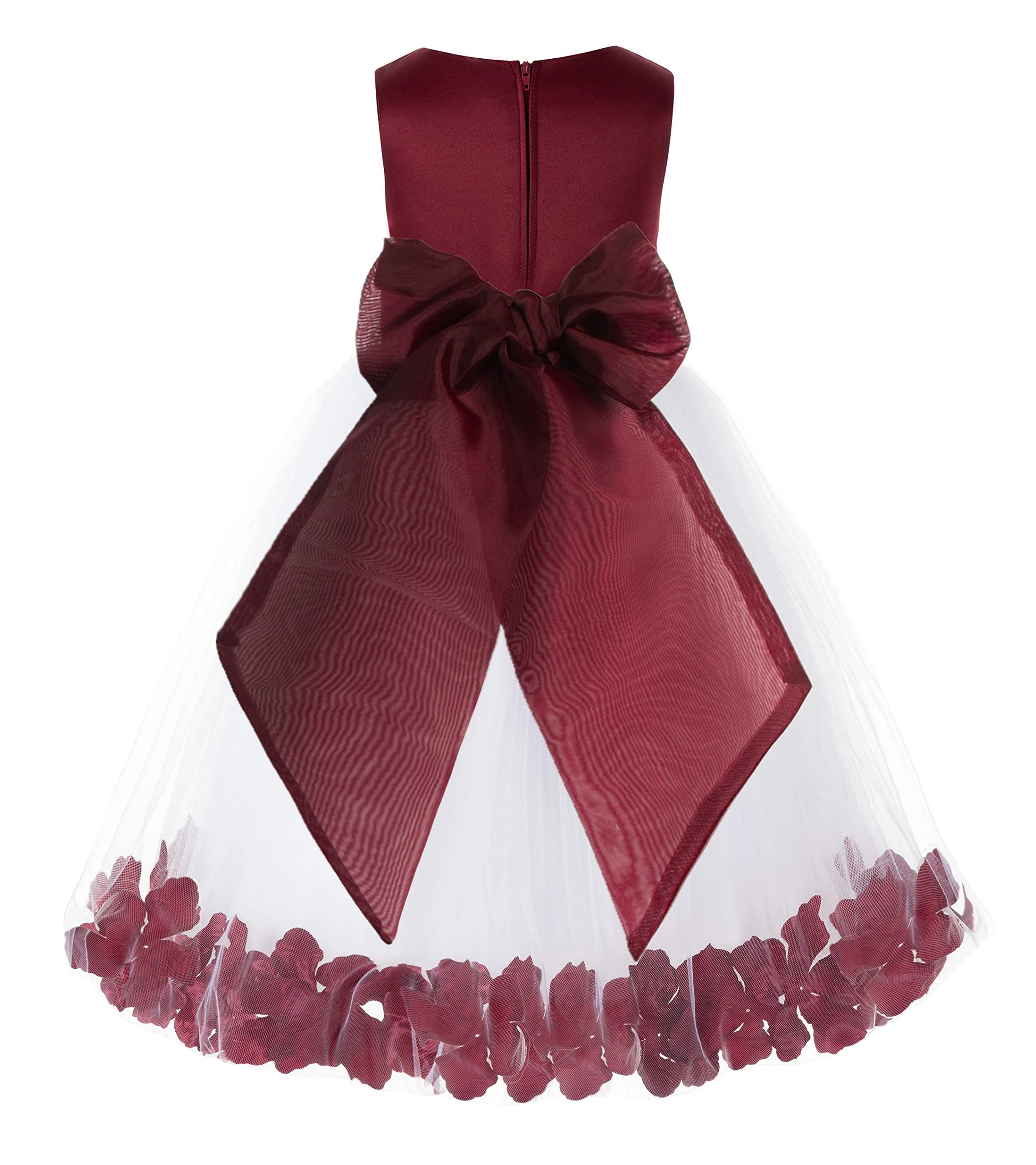 ekidsbridal Floral Rose Petals White Flower Girl Dress - Elegant Pageant Dresses for Junior Bridesmaids, Birthday Party & Special Occasions | Perfect for Weddings, Christenings & Formal Events