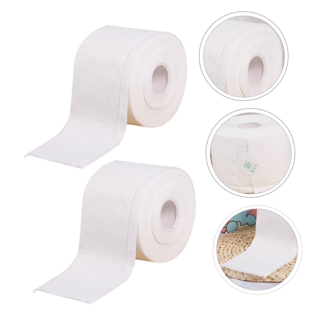 2 Rolls Disposable Makeup Remover Towels - Soft Facial Cleansing Wipes for Gentle Makeup Removal & Skin Care | Perfect for Travel, Gym & Daily Beauty Routine