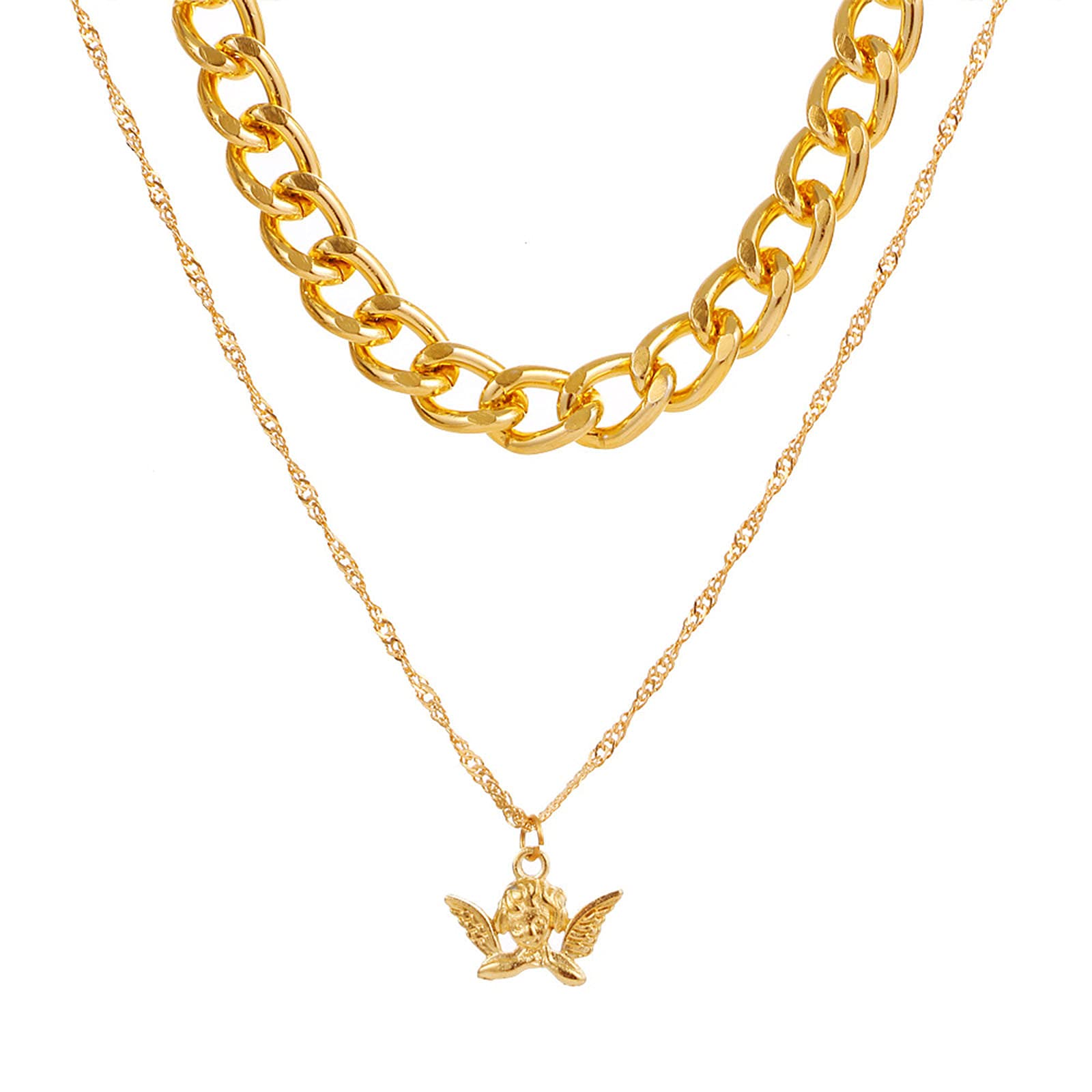 Elegant Beaded Diamond Angel Pendant Necklace for Women - Dainty Collarbone Jewelry for Everyday Wear & Special Occasions